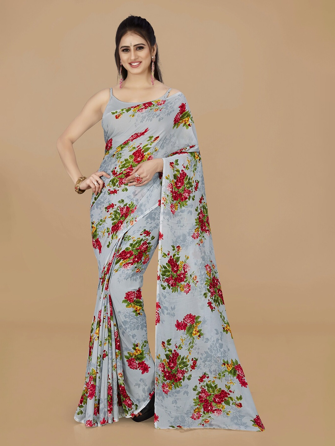 

ANAND SAREES Floral Printed Saree, Grey