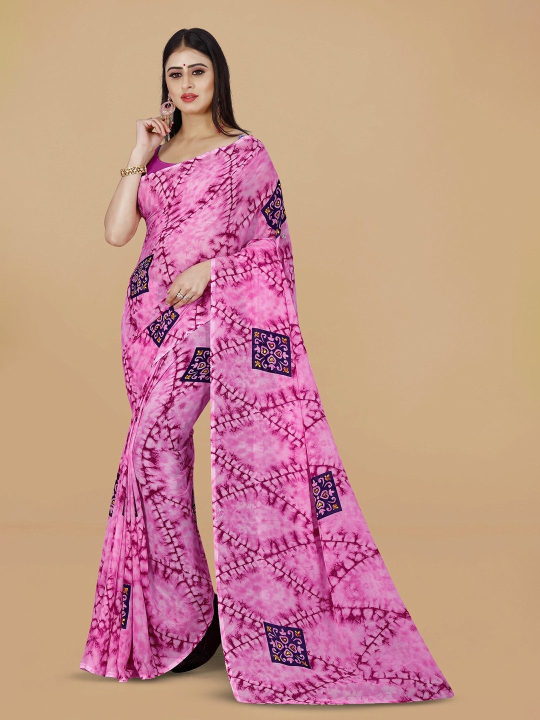 

ANAND SAREES Floral Printed Saree, Pink