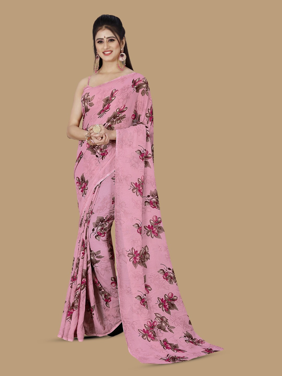 

ANAND SAREES Floral Printed Saree, Pink
