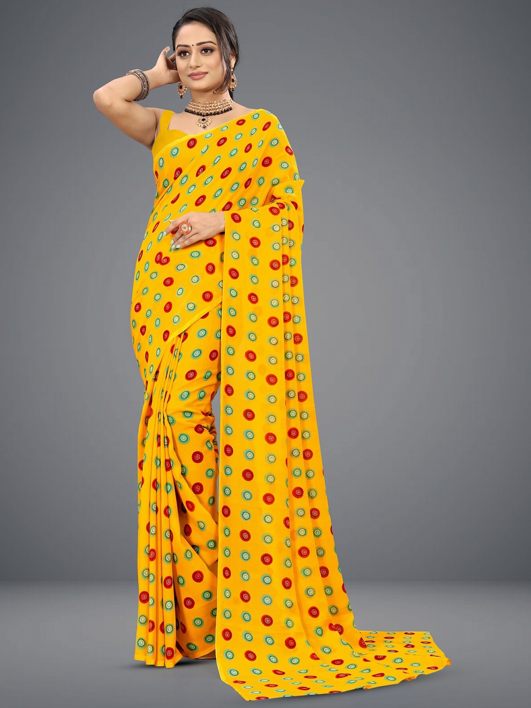 

ANAND SAREES Ethnic Motifs Printed Saree, Yellow