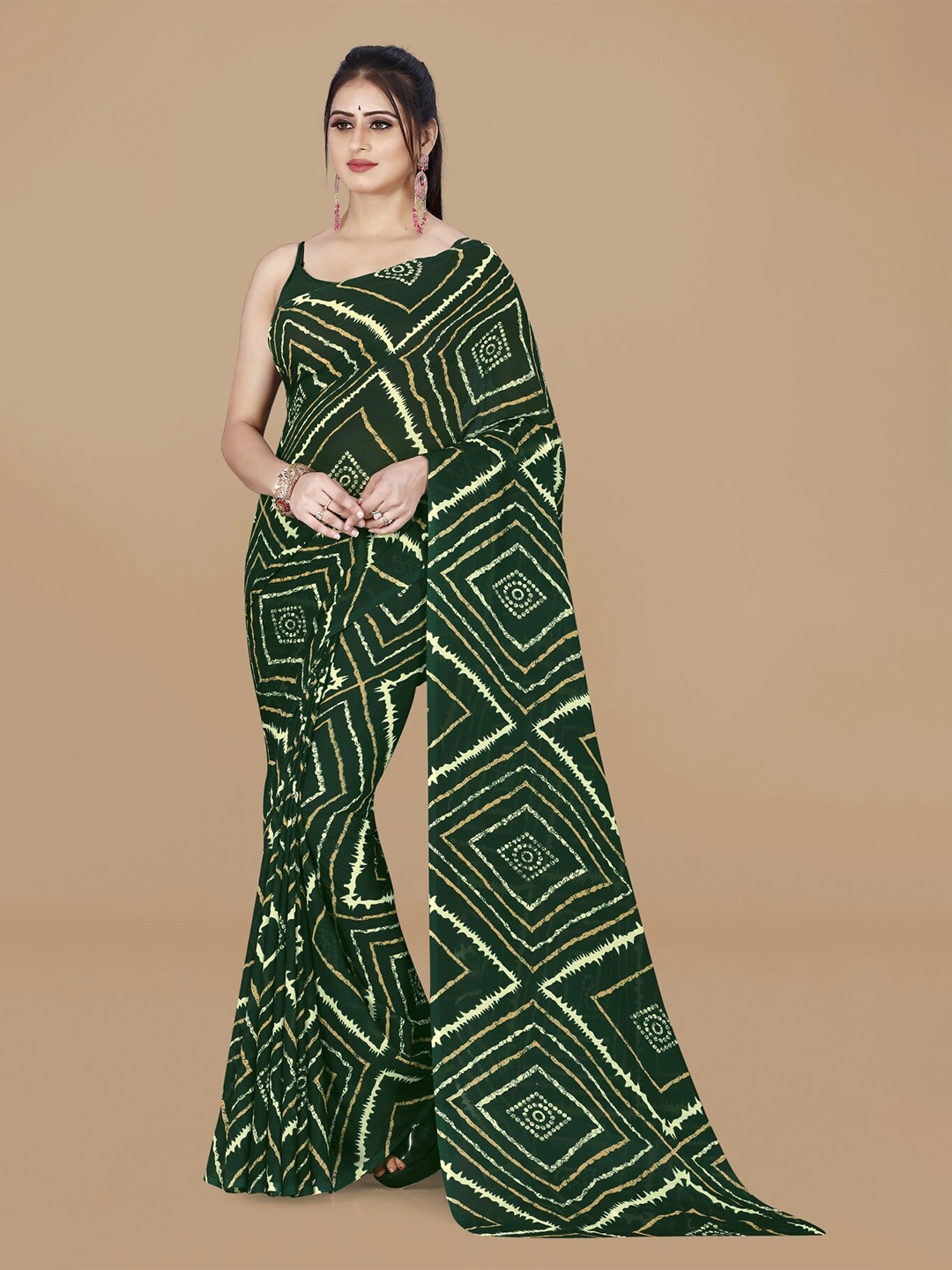 

ANAND SAREES Abstract Printed Saree, Green