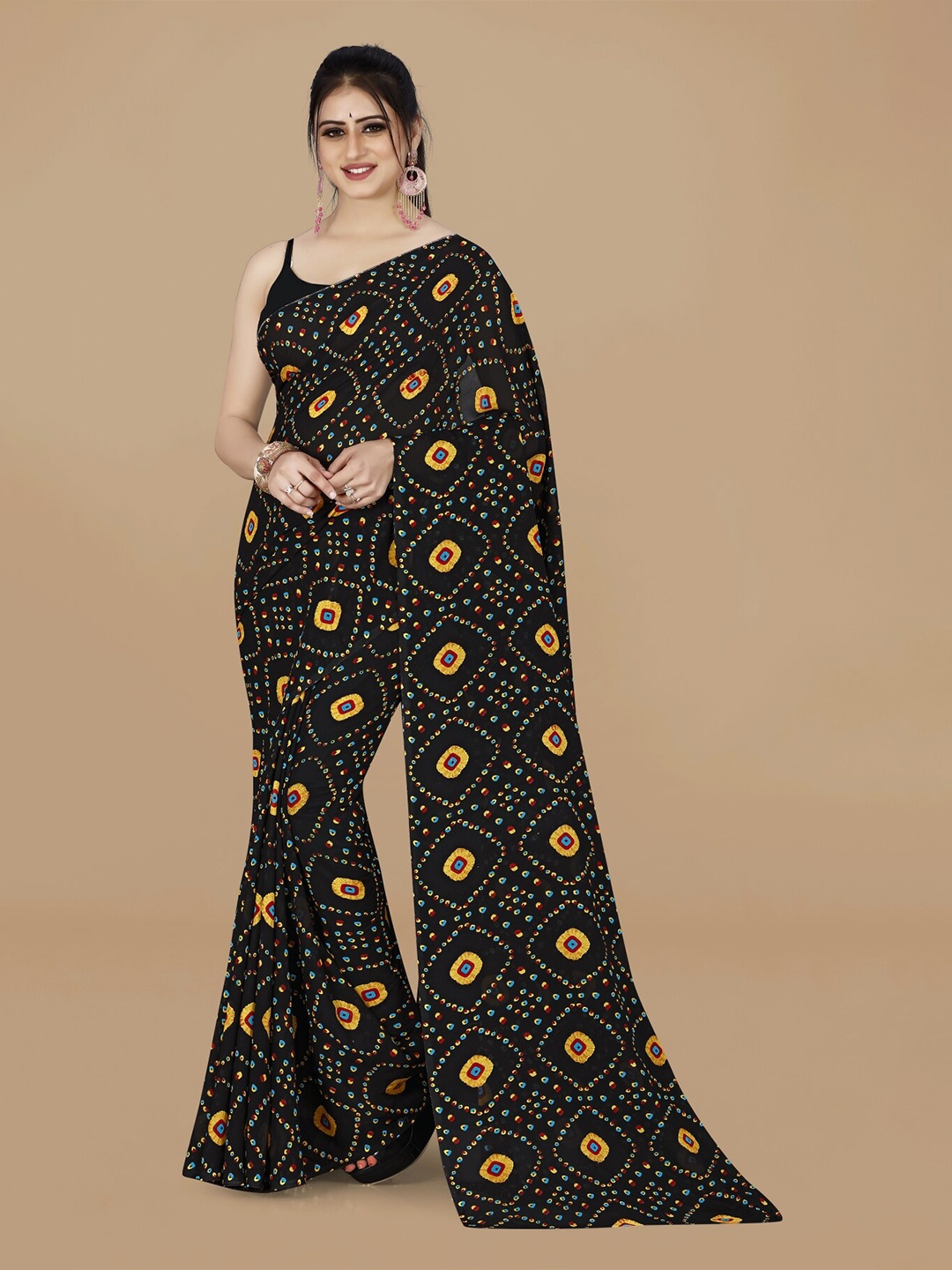 

ANAND SAREES Abstract Printed Saree, Black