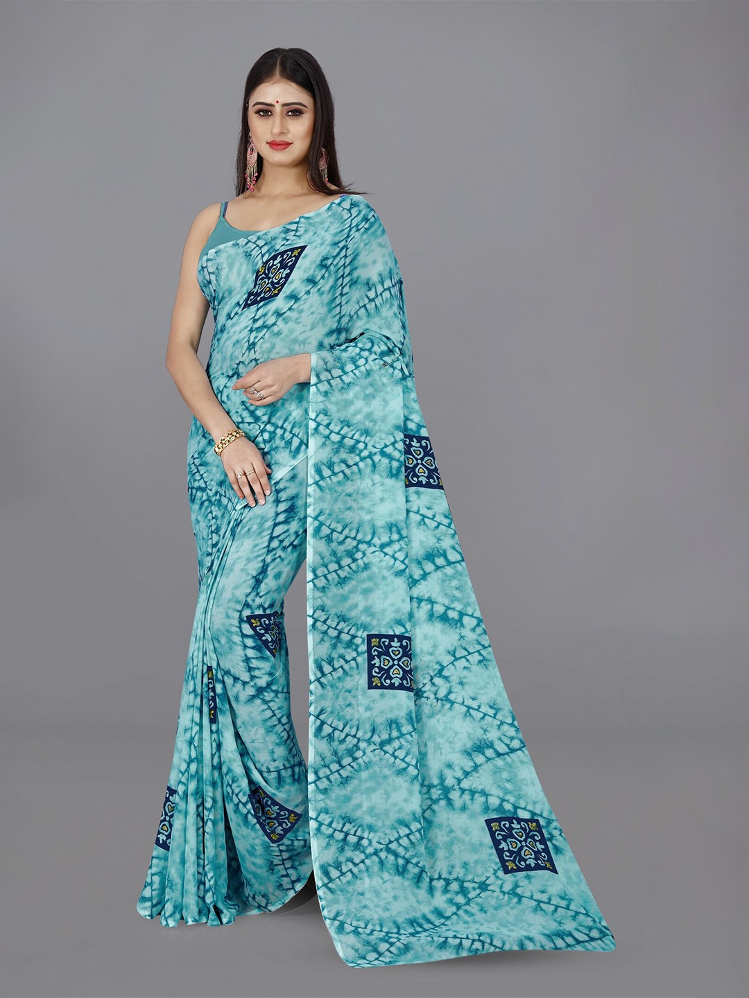 

ANAND SAREES Floral Printed Saree, Blue