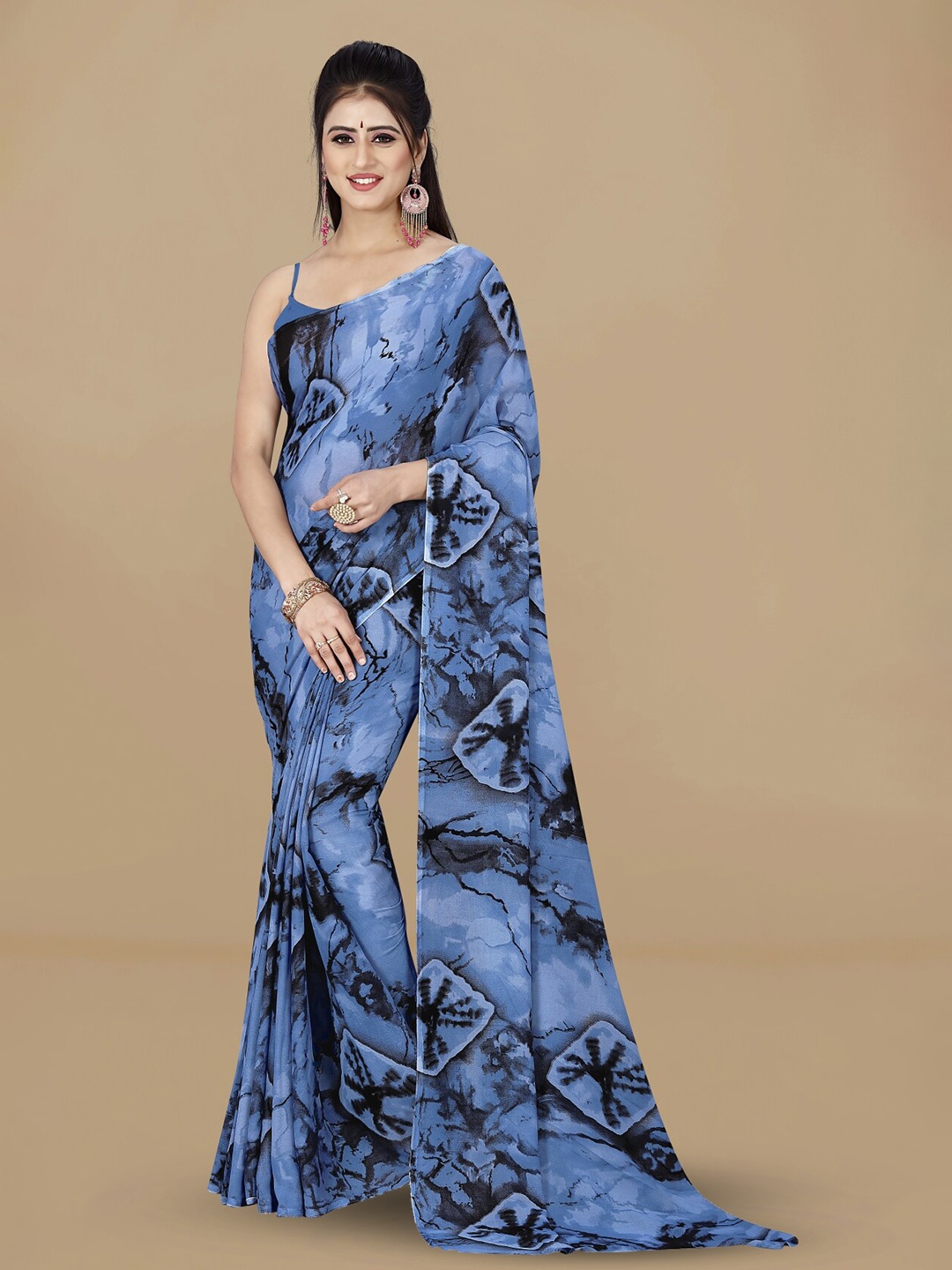 

ANAND SAREES Abstract Printed Saree, Blue