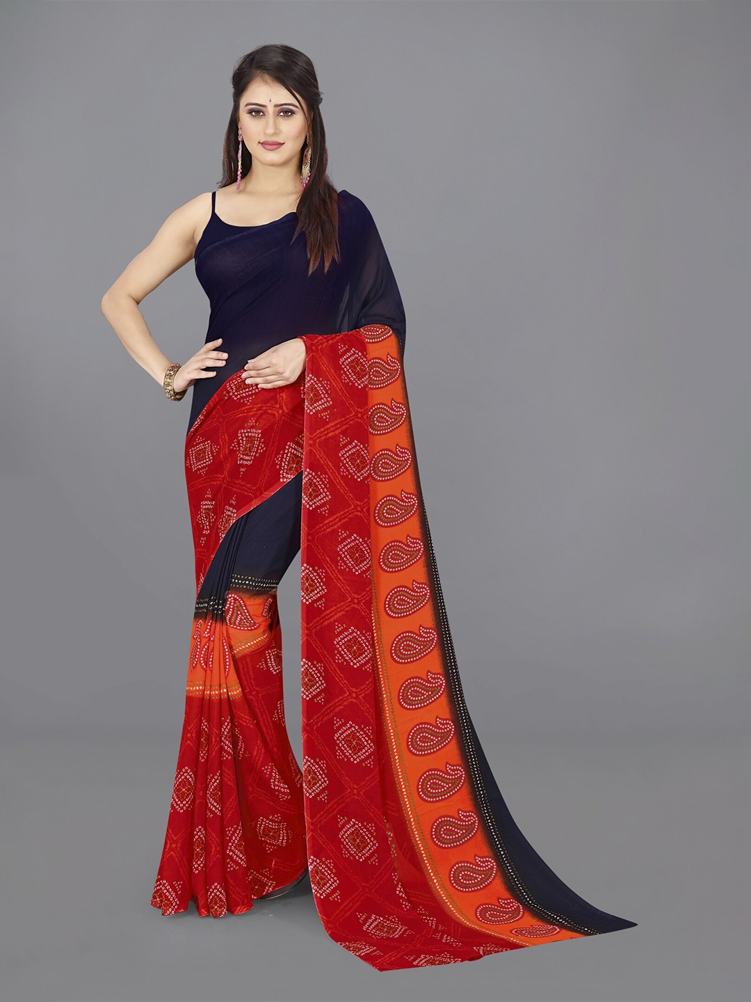 

ANAND SAREES Bandhani Printed Saree, Blue