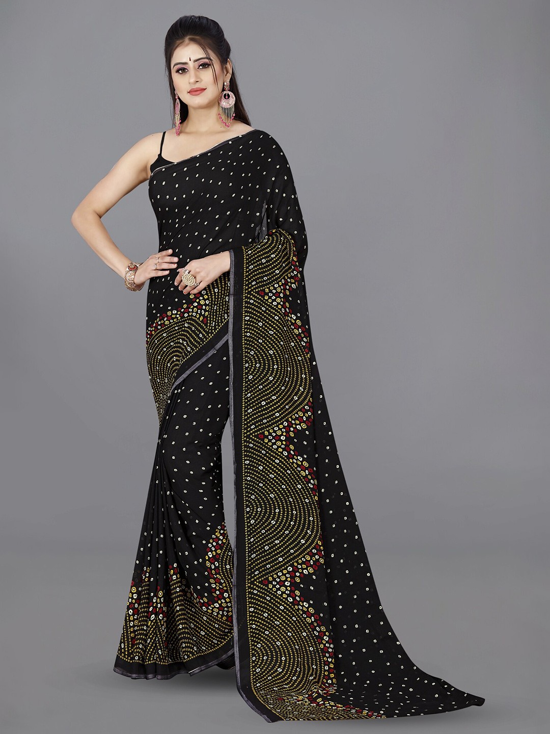 

ANAND SAREES Geometric Printed Saree, Black
