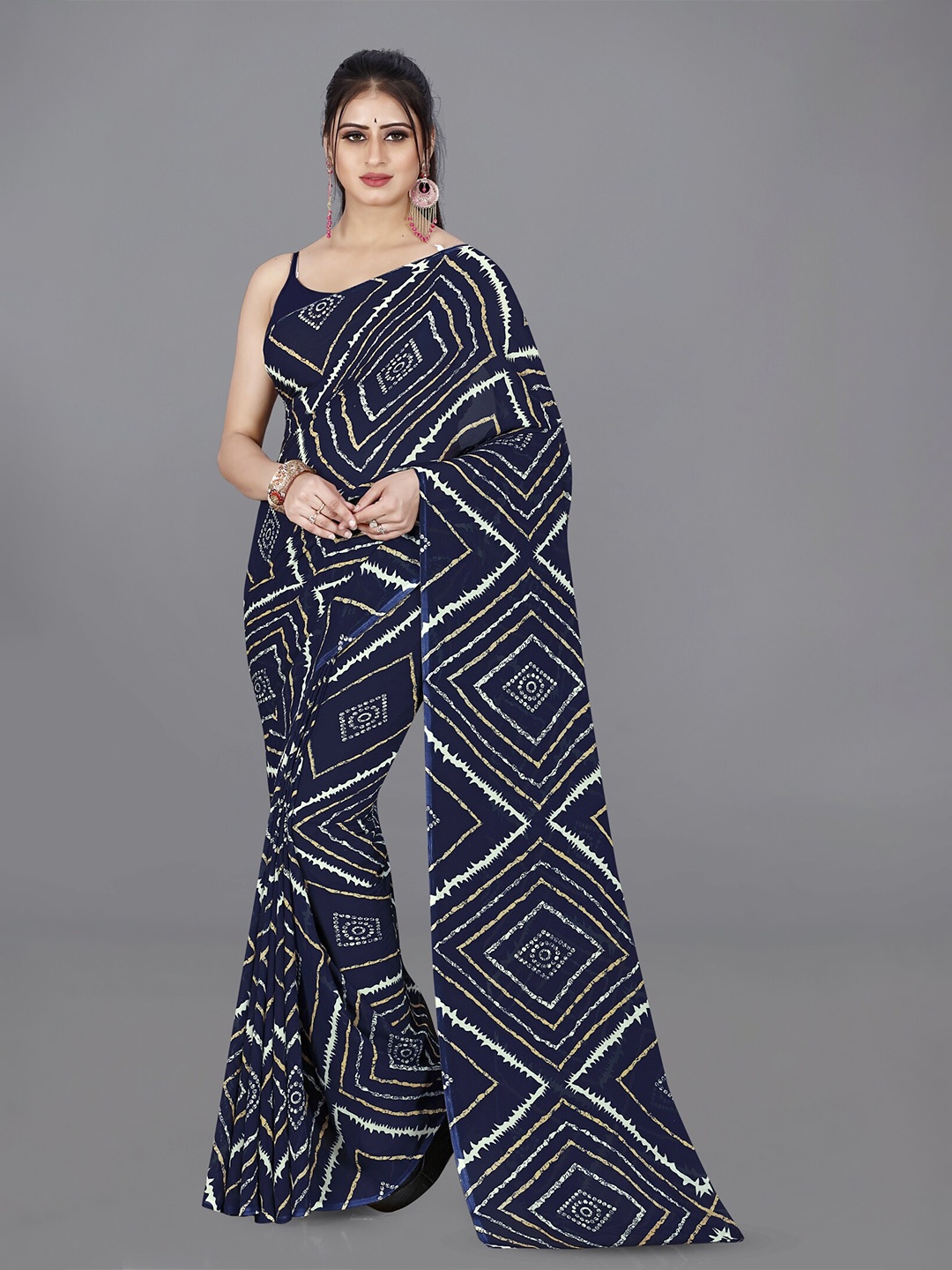 

ANAND SAREES Geometric Printed Saree, Blue