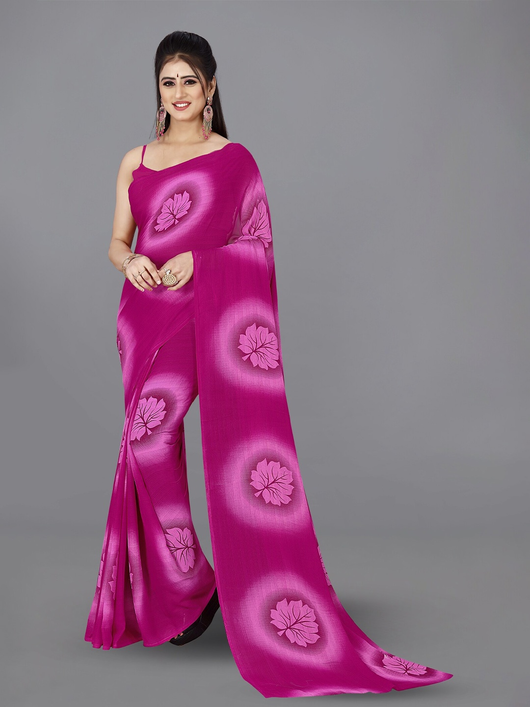 

ANAND SAREES Floral Printed Saree, Pink