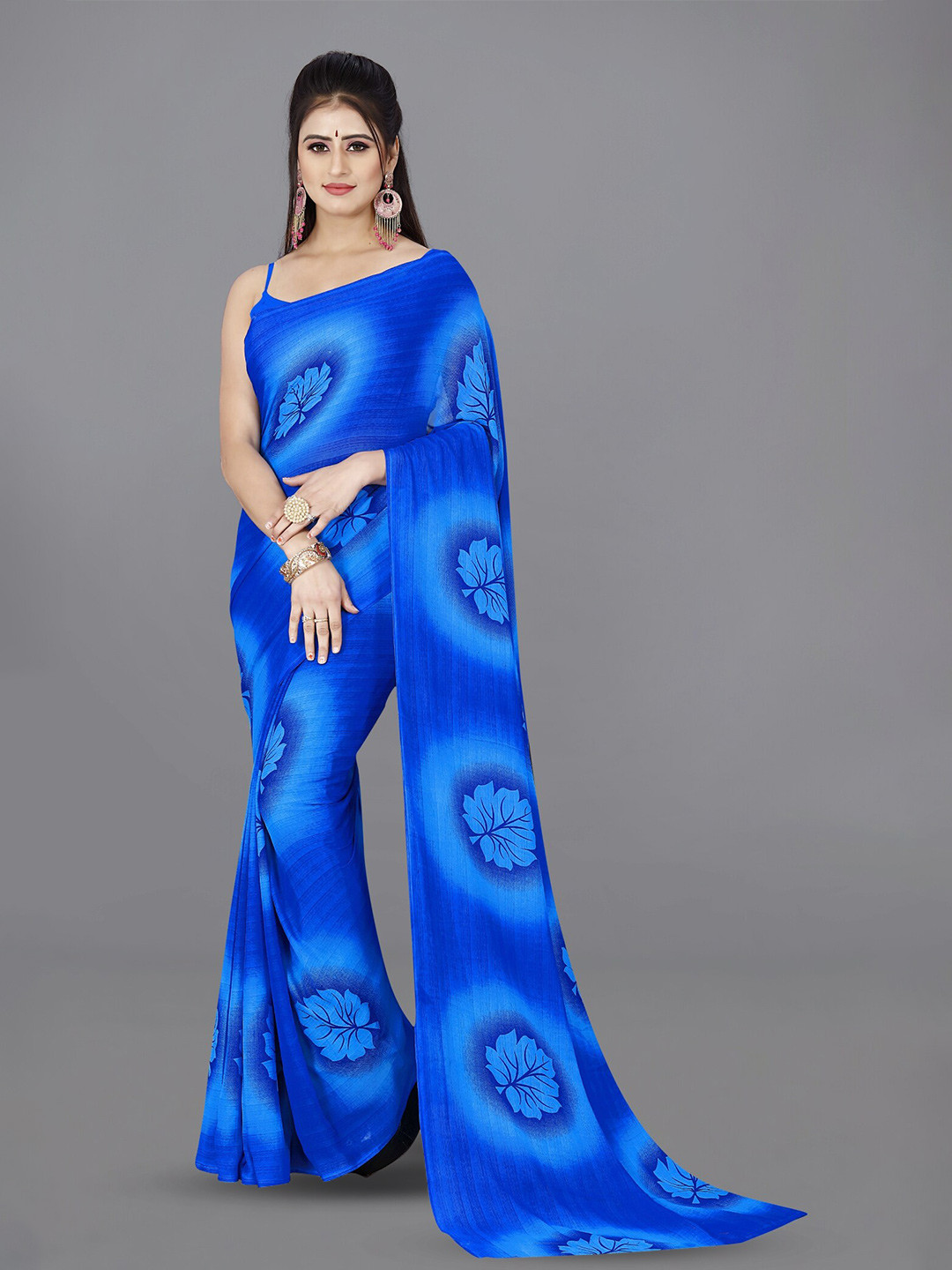 

ANAND SAREES Floral Printed Saree, Blue