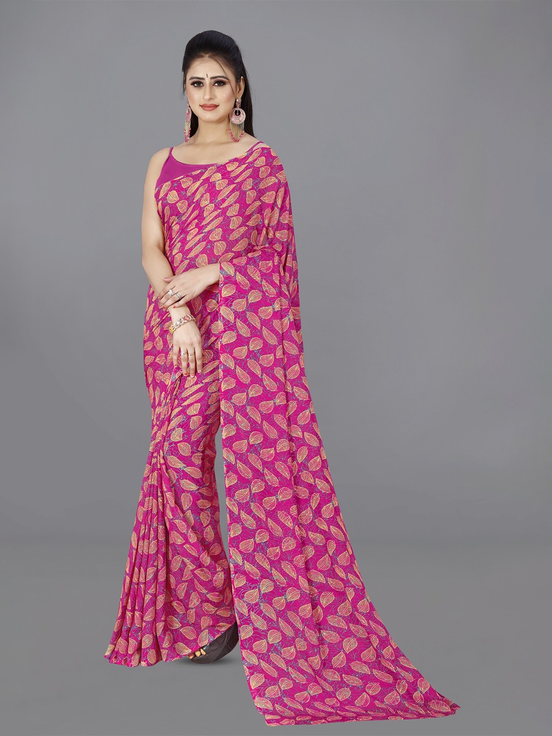 

ANAND SAREES Paisley Poly Georgette Saree, Pink