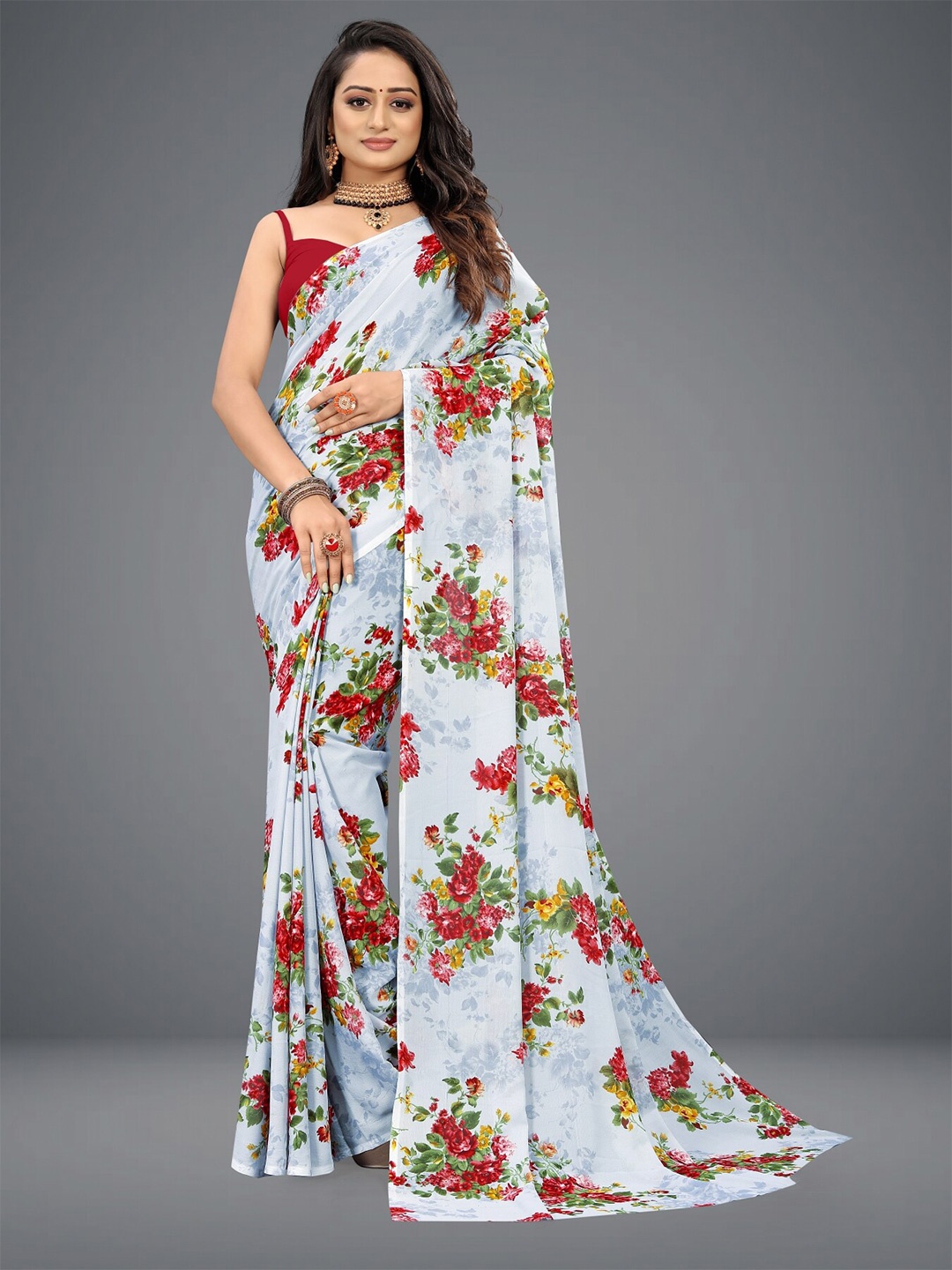 

ANAND SAREES Floral Printed Saree, Grey