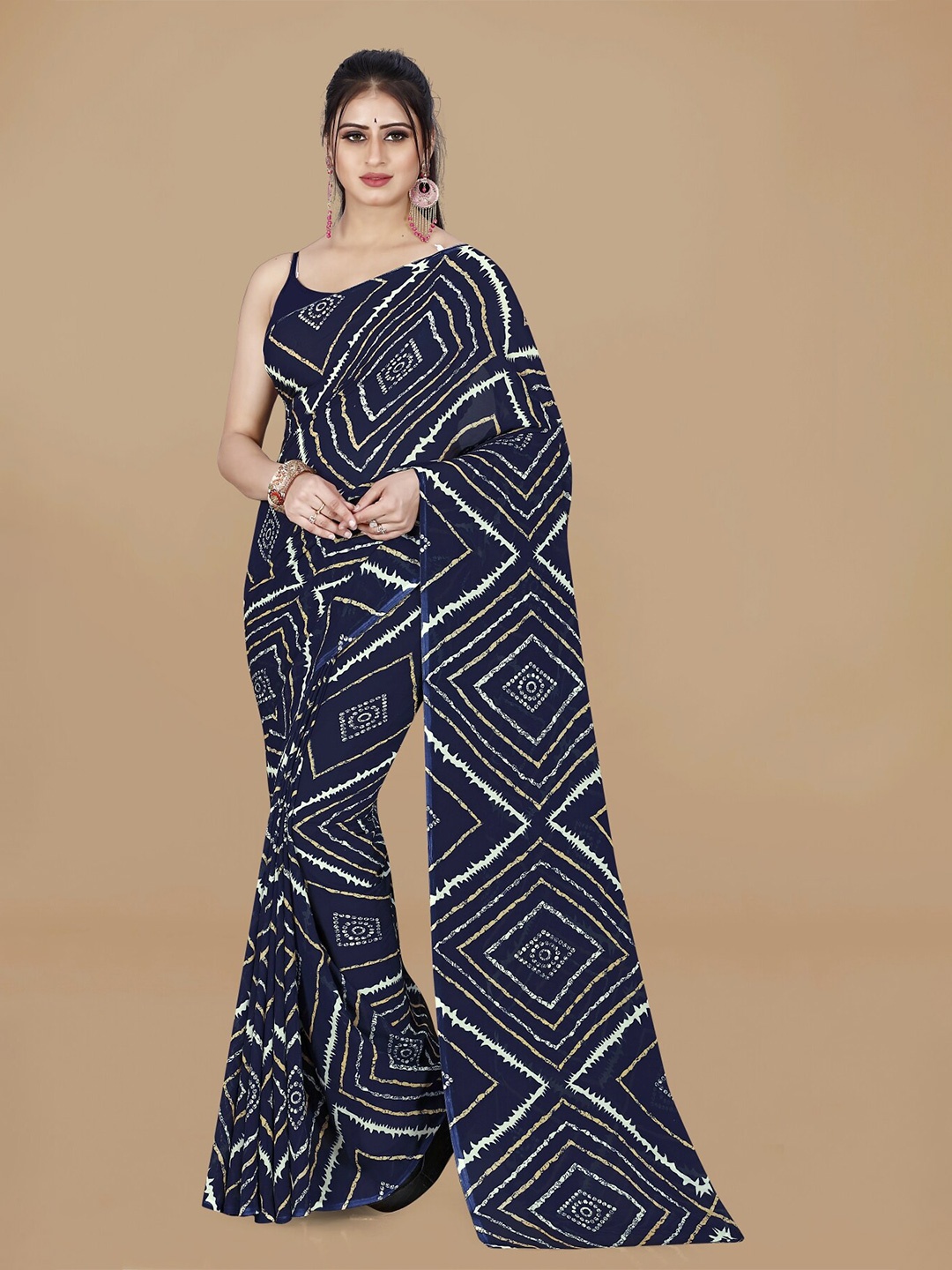 

ANAND SAREES Geometric Printed Saree, Blue