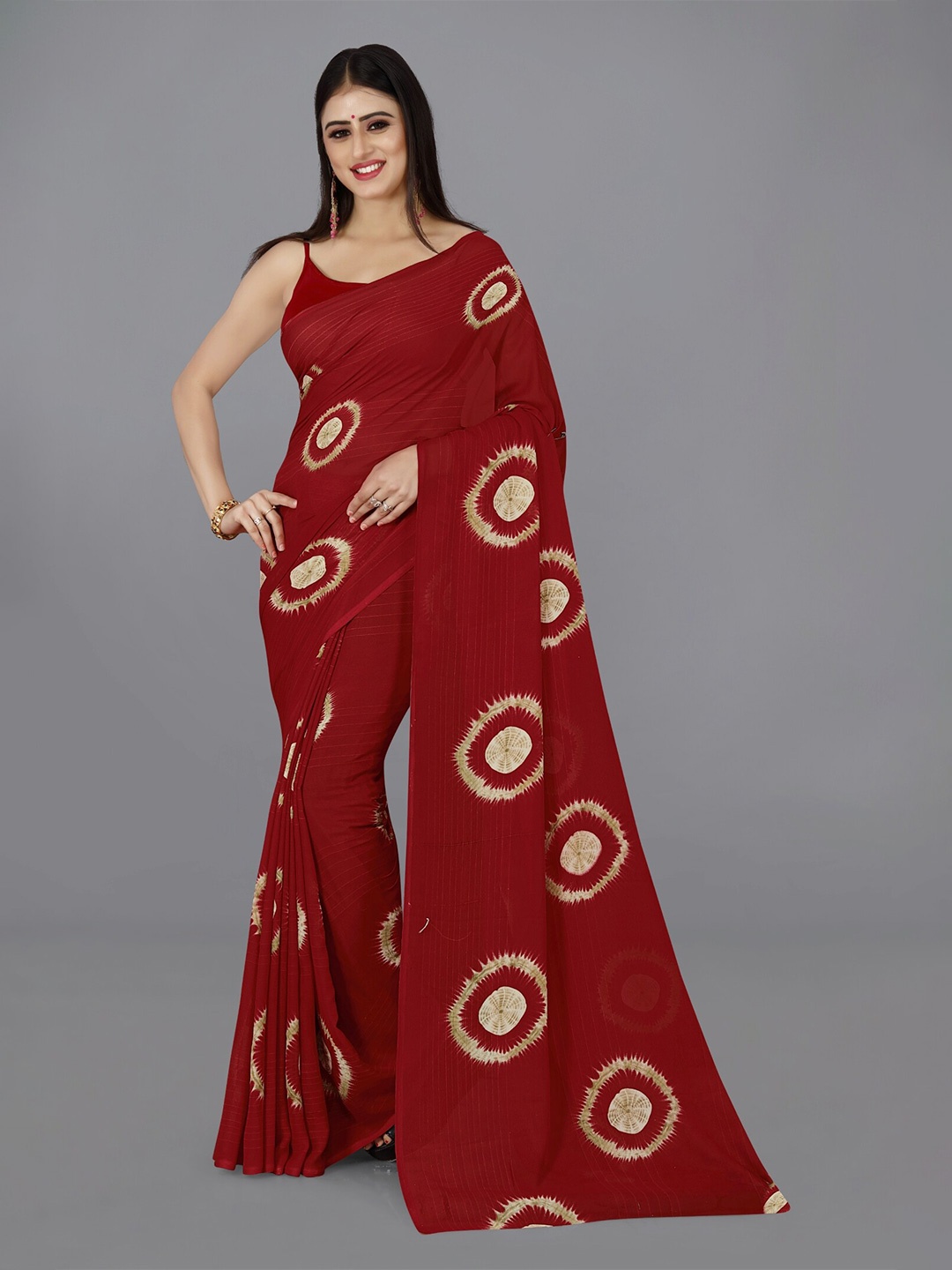 

ANAND SAREES Abstract Printed Saree, Red
