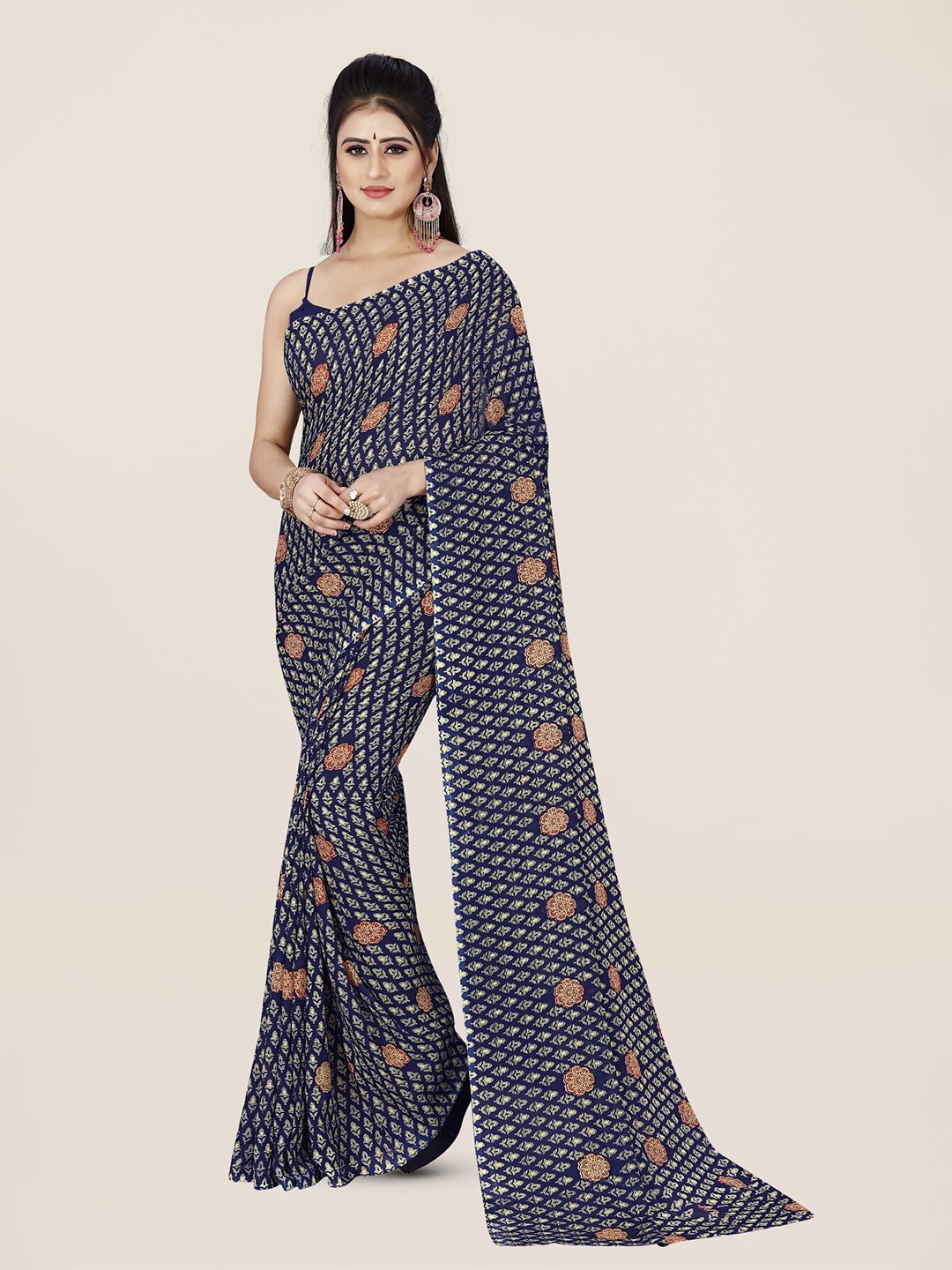 

ANAND SAREES Floral Printed Saree, Blue