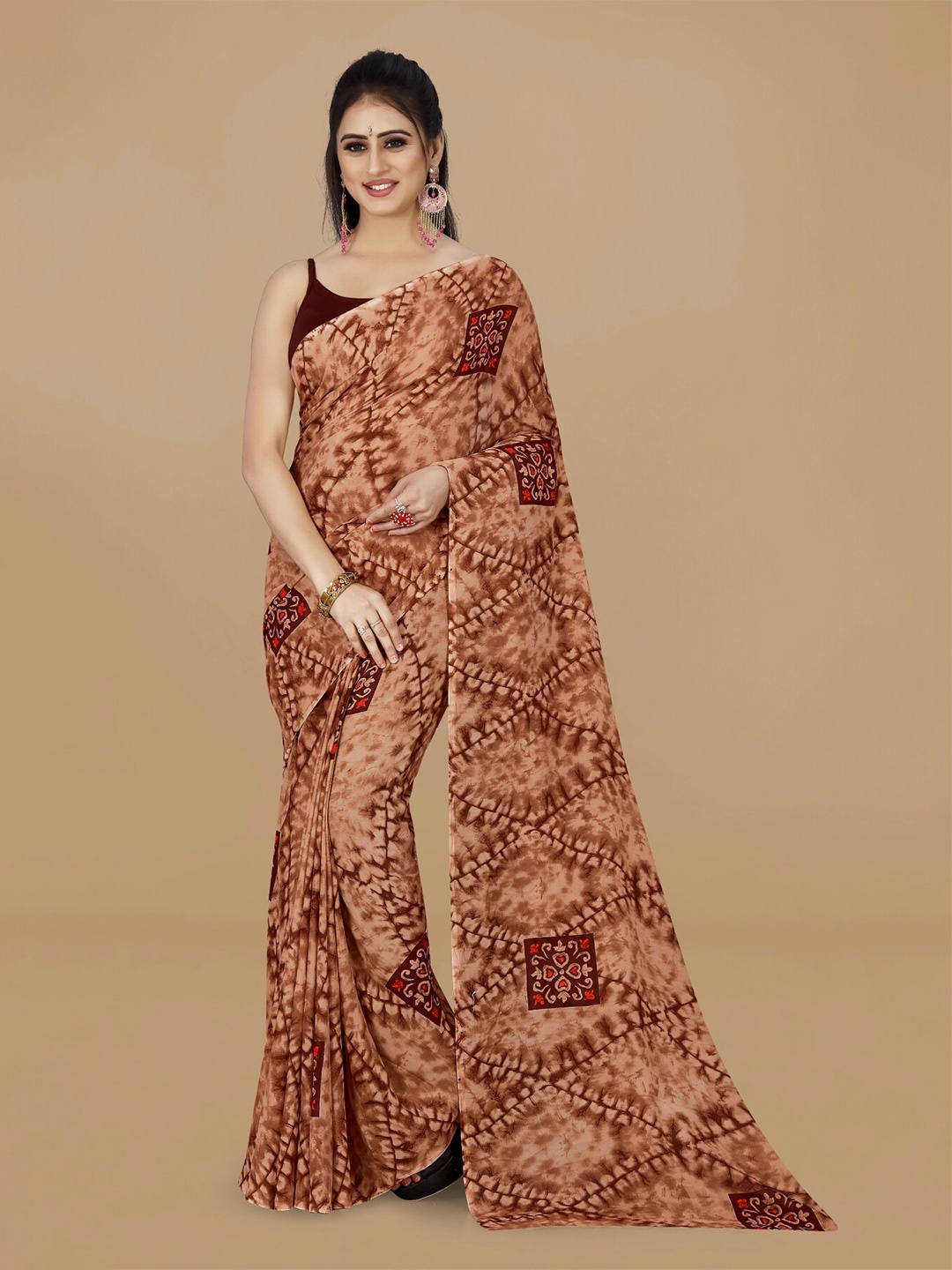 

ANAND SAREES Ethnic Motifs Printed Saree, Brown