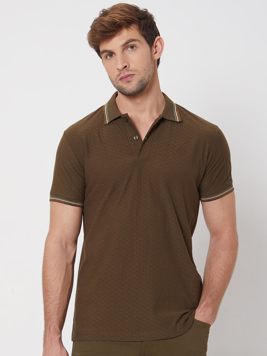

Mufti Slim Fit Polo Collar Cotton Casual T-shirt, Olive