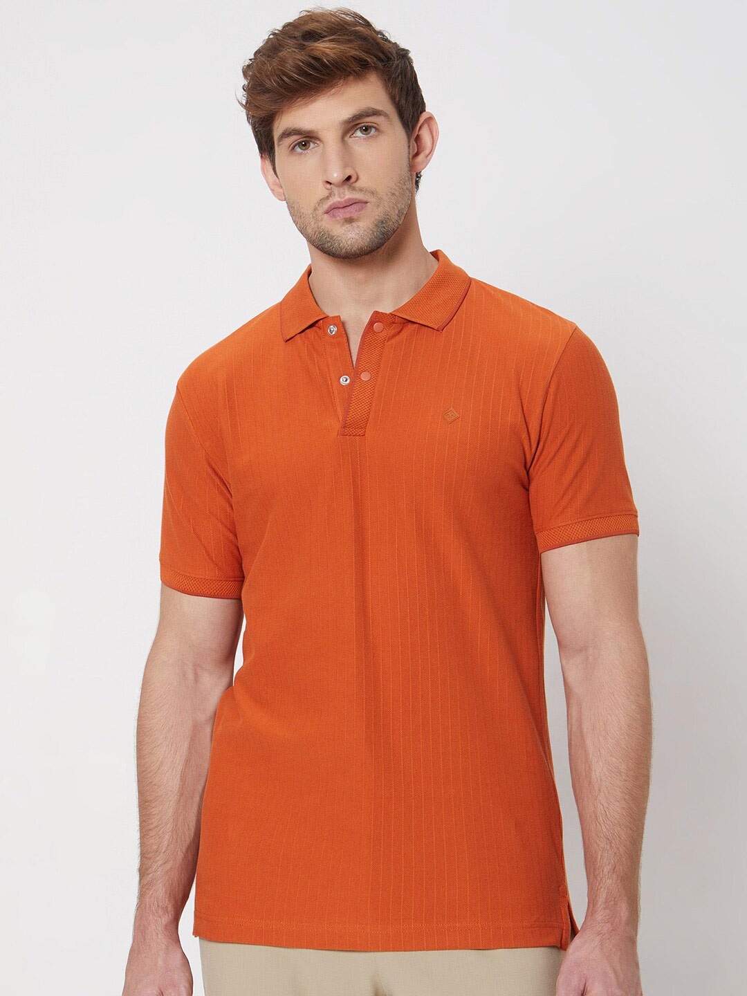 

Mufti Polo Collar Cotton Slim Fit T-shirt, Rust