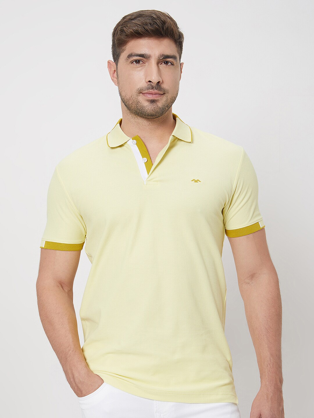 

Mufti Polo Collar Slim Fit Cotton T-Shirt, Yellow
