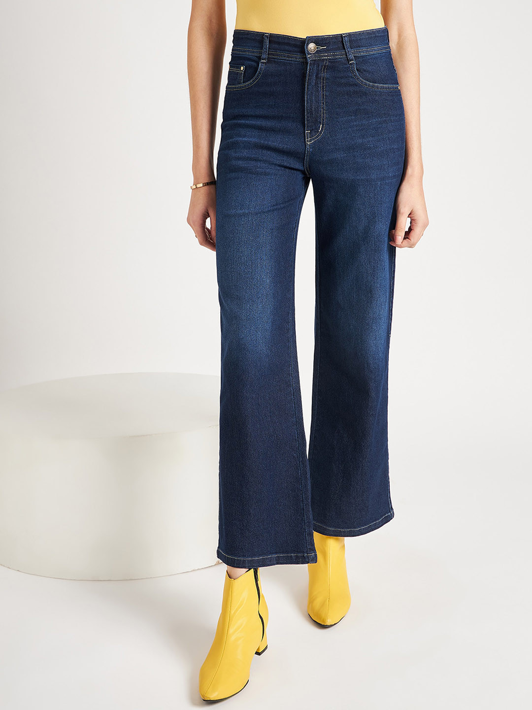 

River Of Design Jeans Women Jean Wide Leg High-Rise Light Fade Stretchable Jeans, Blue
