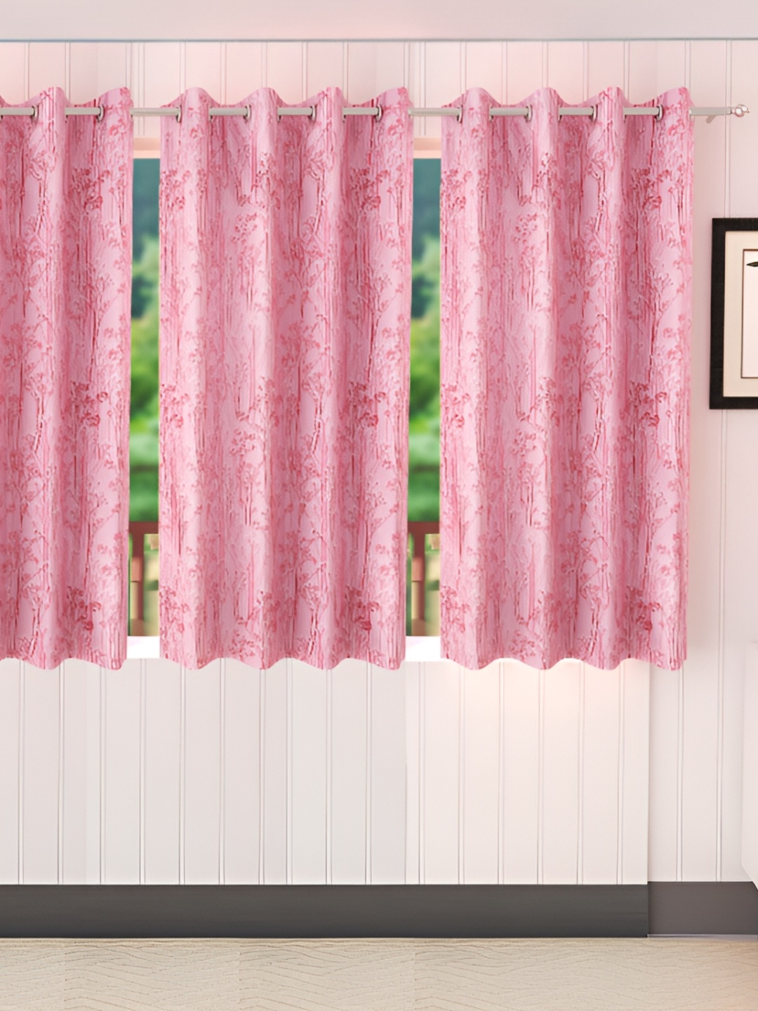 

Stella Creations Pink 4 Pieces Floral Room Darkening Window Curtains