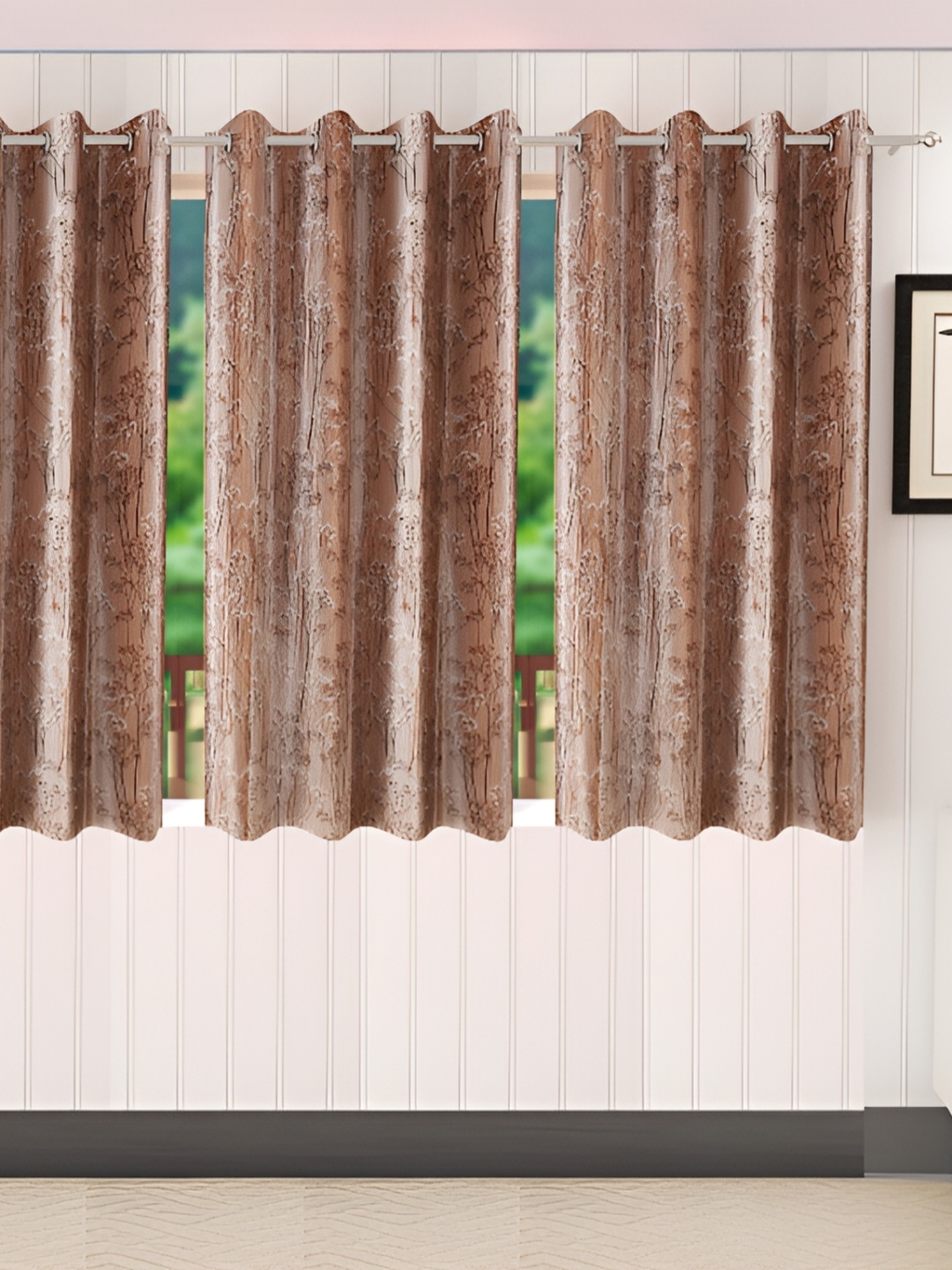 

Stella Creations Brown 4 Pieces Floral Room Darkening Window Curtains