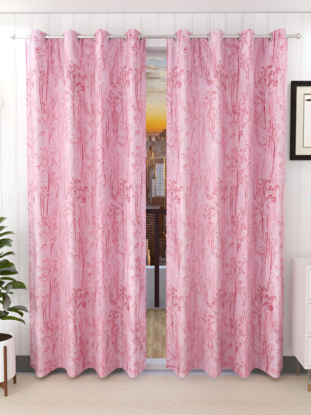 

Stella Creations Pink 2 Pcs Printed Door Curtains