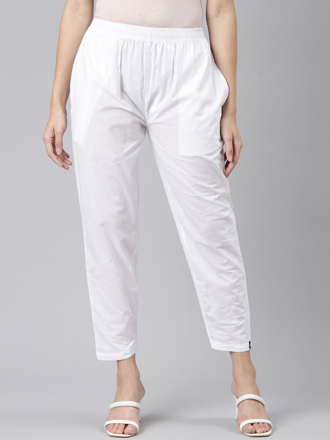 

TWIN BIRDS Women Pure Cotton Trousers, White