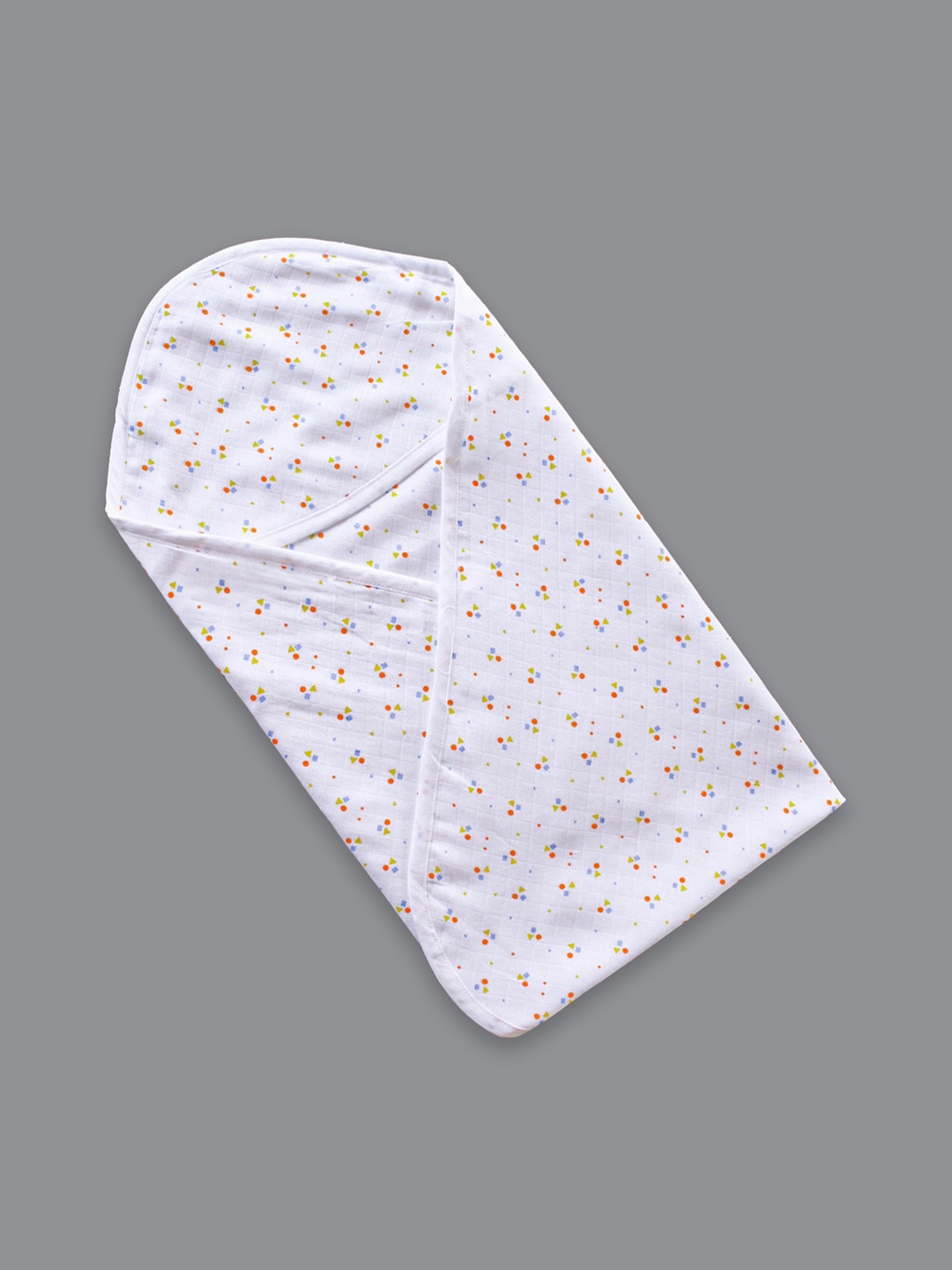 

Born Babies Kids White & Yellow Printed Muslin Organic Cotton 210 GSM Baby Bath Towel
