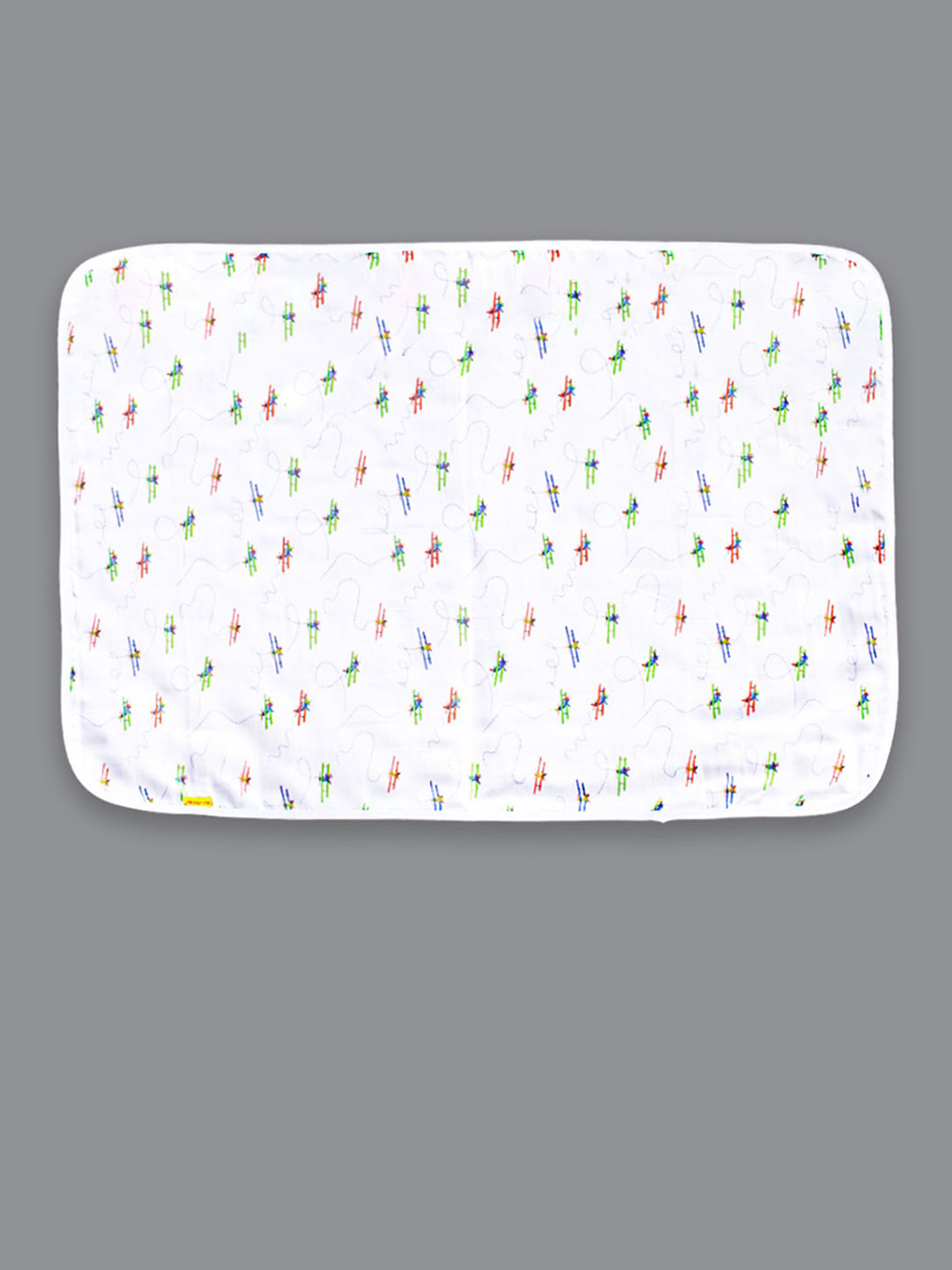 

Born Babies Kids White & Blue Printed Muslin Organic Cotton 210 GSM Baby Bath Towel