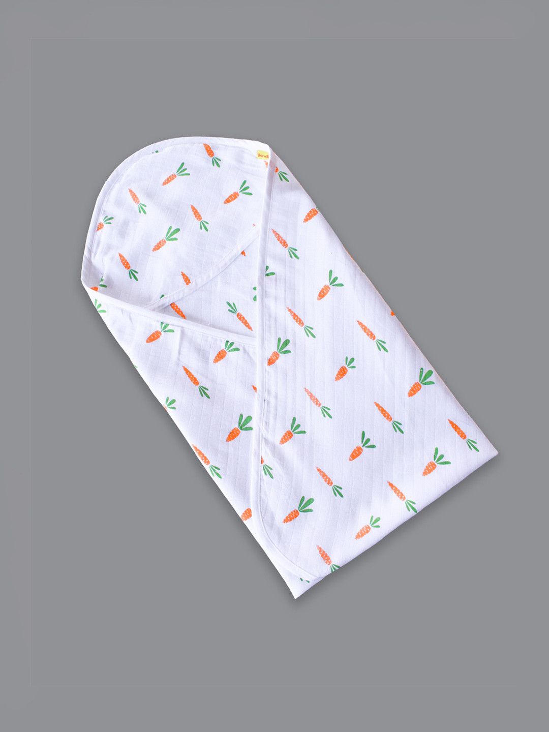 

Born Babies Kids White & Orange Printed Muslin Organic Cotton 210 GSM Baby Bath Towel, Green