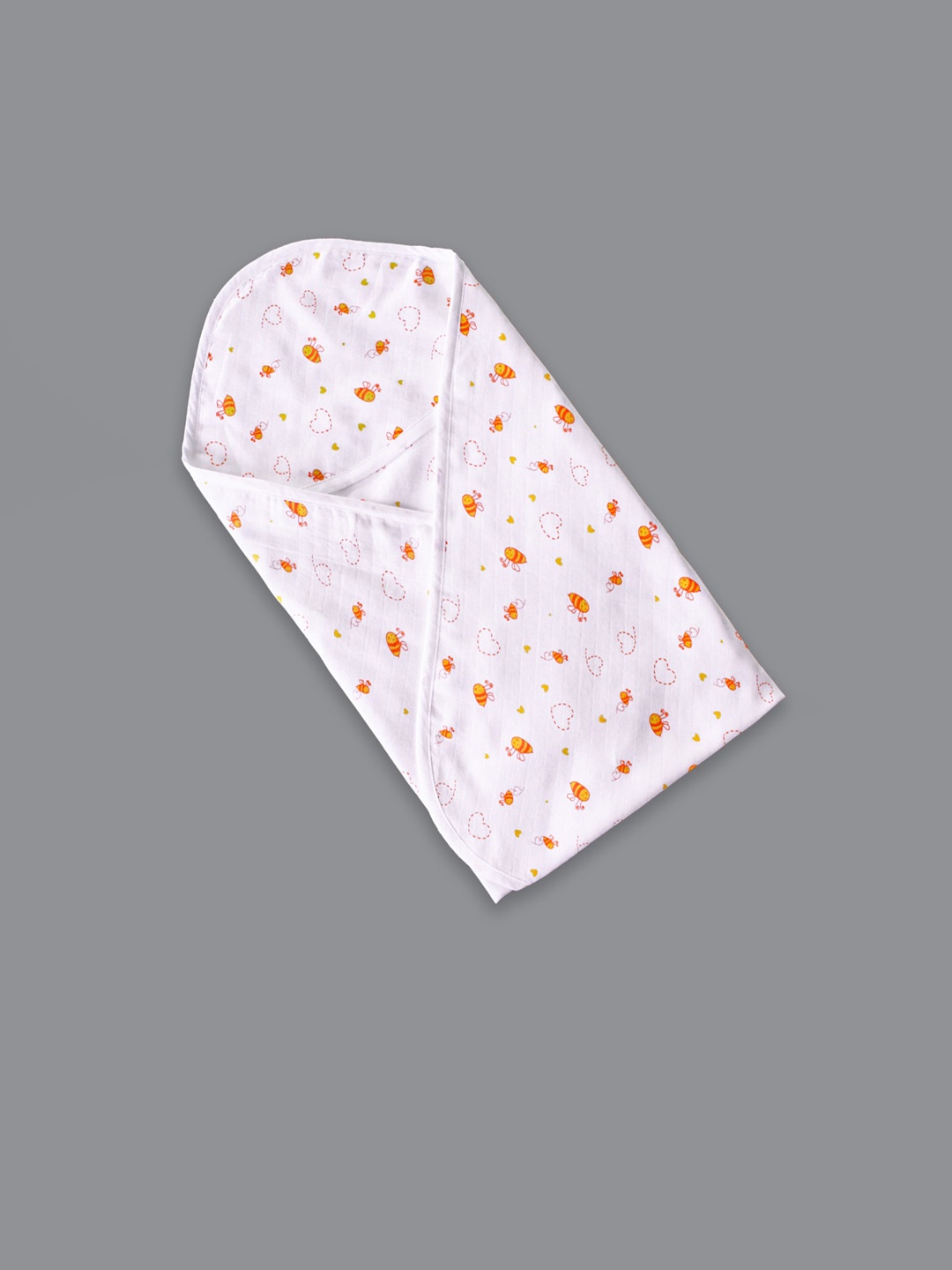 

Born Babies White & Orange Printed Organic Cotton Bath Towel 210 GSM