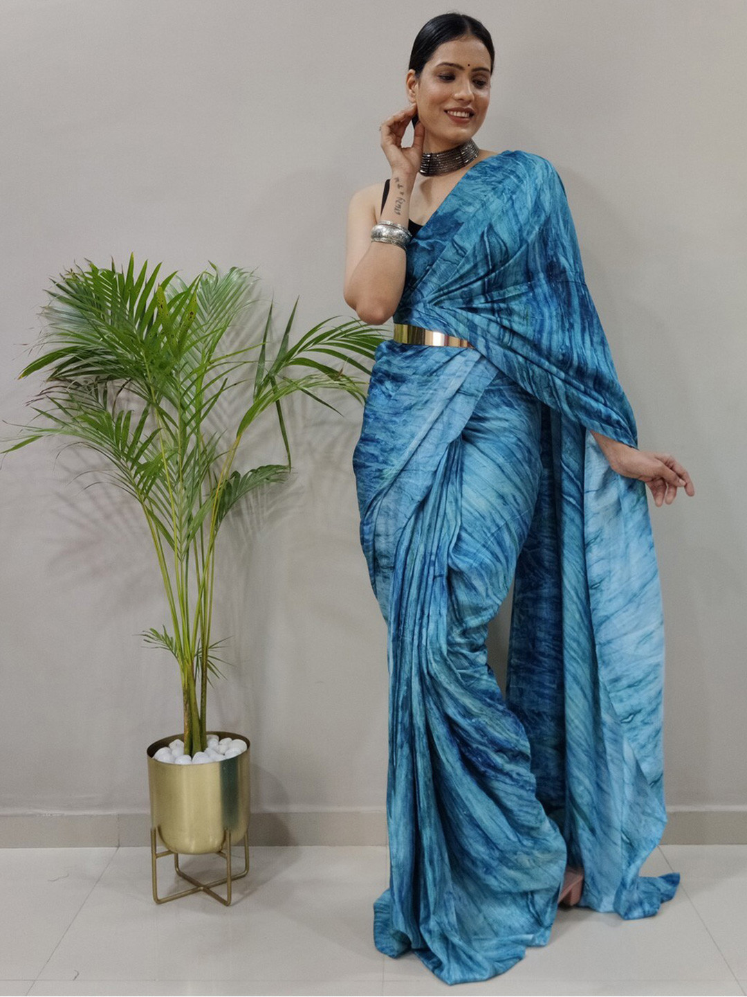 

Reeta Fashion Ombre Ready to wear Saree, Blue