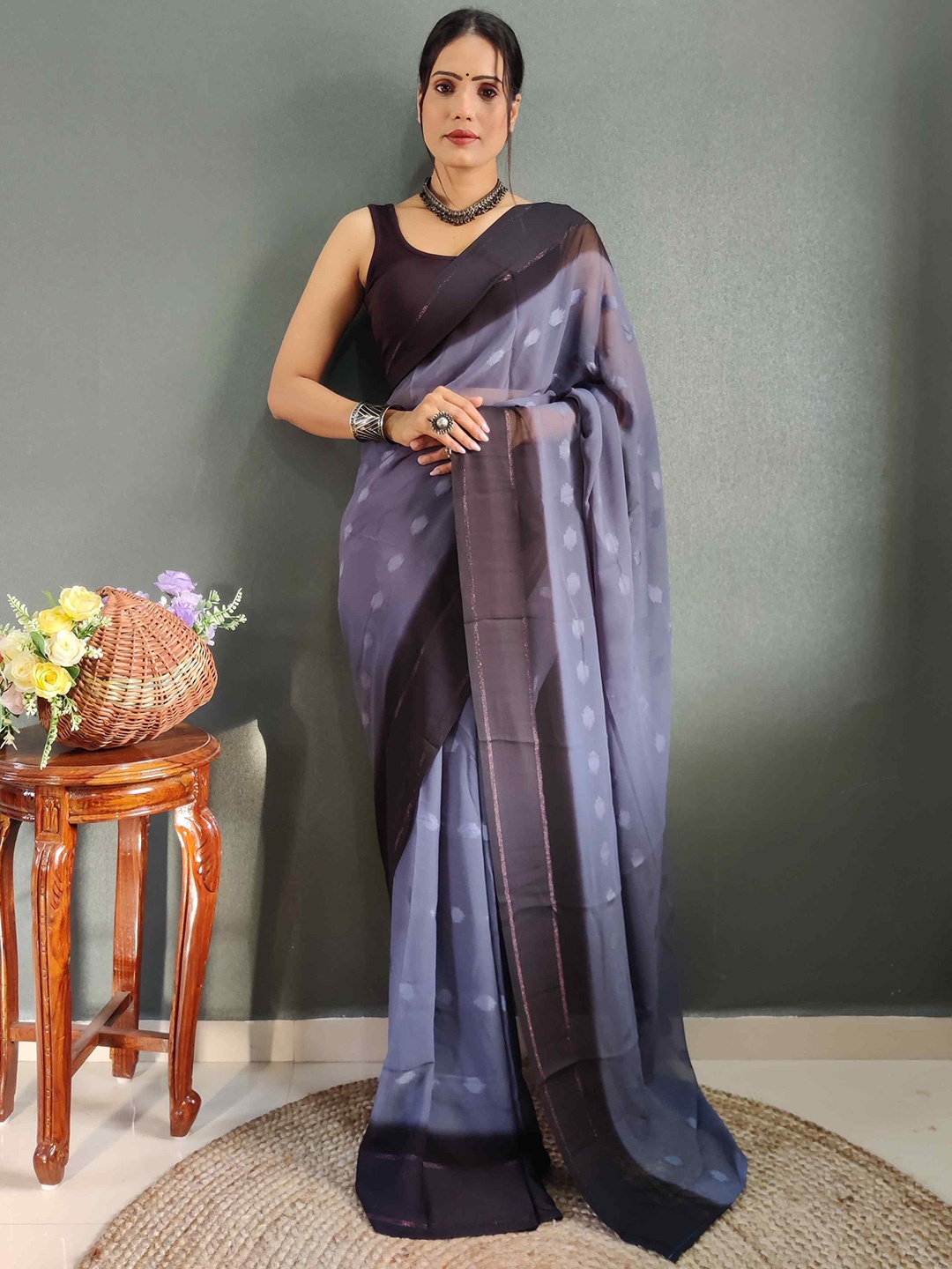 

Reeta Fashion Woven Design Ready to wear Zari Saree, Blue