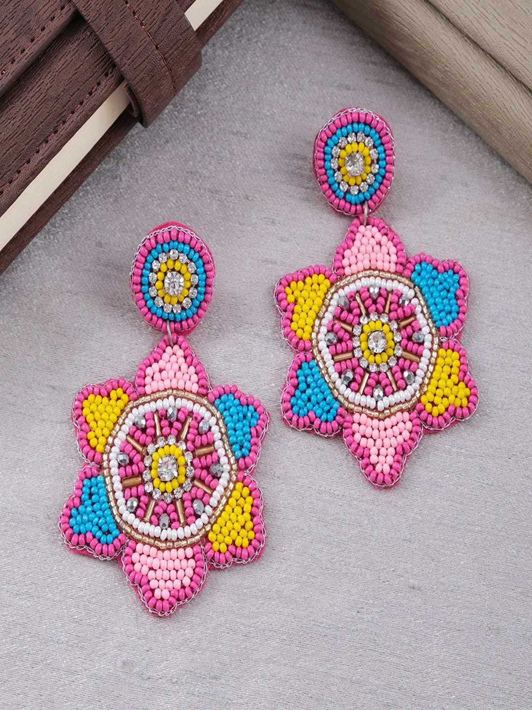 

UNIVERSITY TRENDZ Gold-Plated Beaded Classic Drop Earrings