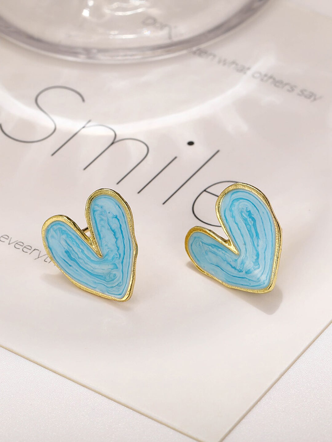 

Krelin Gold-Plated Heart Shaped Enamelled Studs Earrings