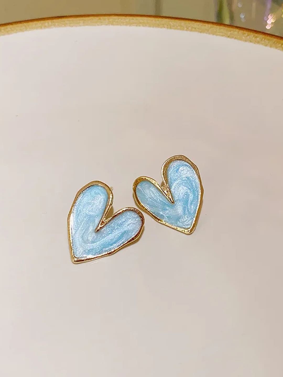 

Krelin Gold-Plated Heart Shaped Enamelled Studs Earrings