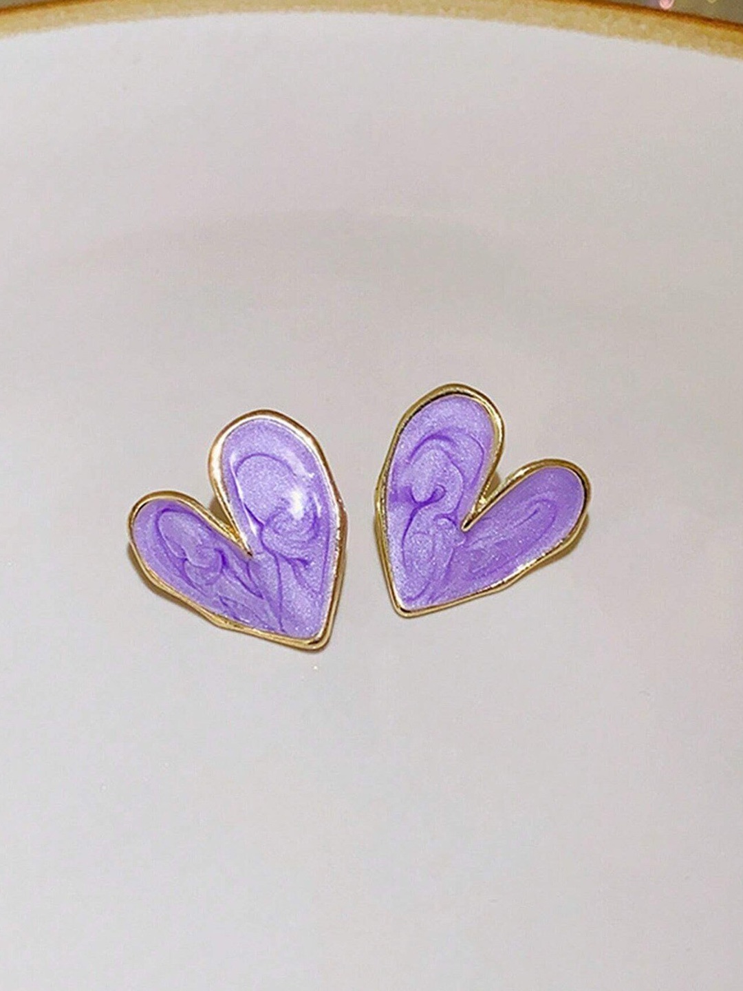 

Krelin Gold-Plated Heart Shaped Enamelled Studs Earrings
