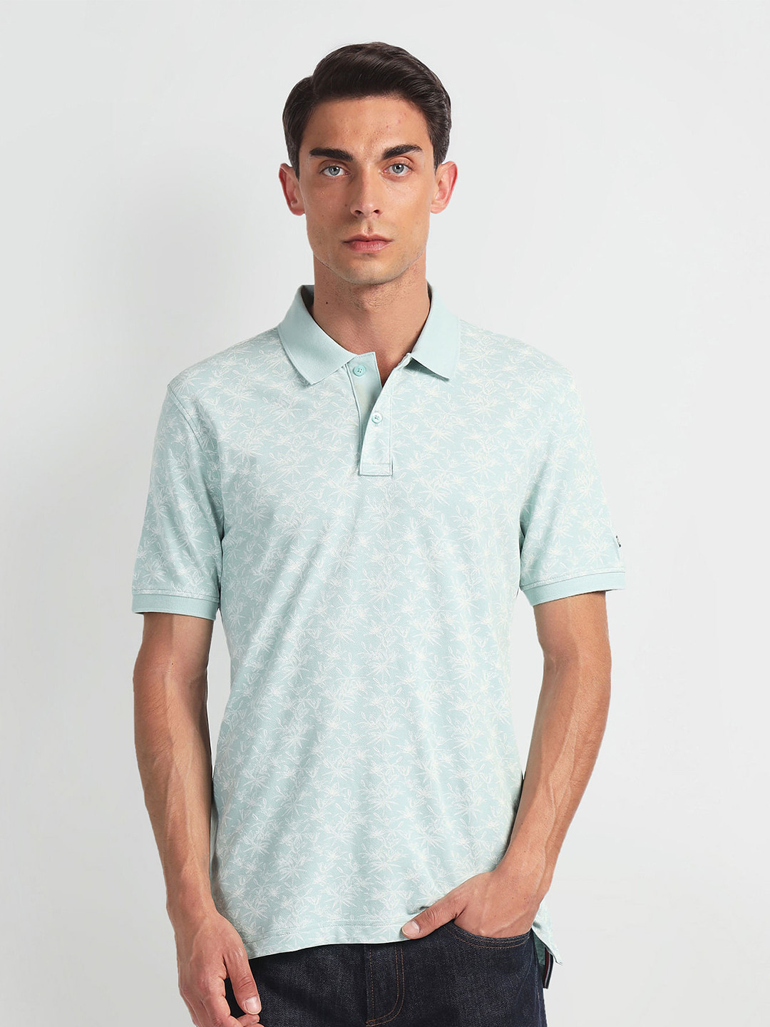 

Arrow Sport Tropical Polo Collar Half Sleeves Regular Fit Cotton Casual T-shirt, Green