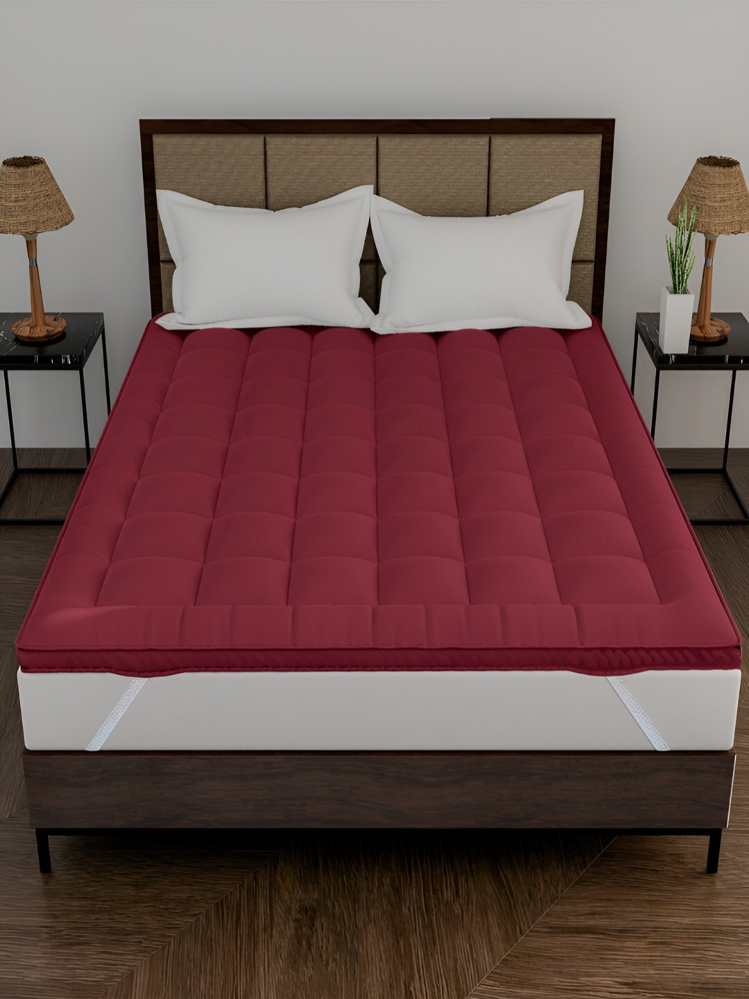 

DAKSH Maroon Quilted Breathable Mattress Protector