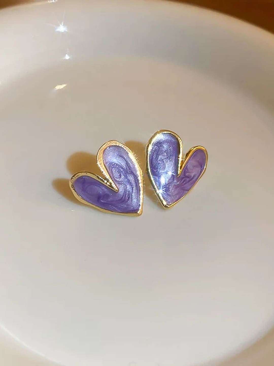 

FIMBUL Gold-Plated Classic Stud Earrings, Purple