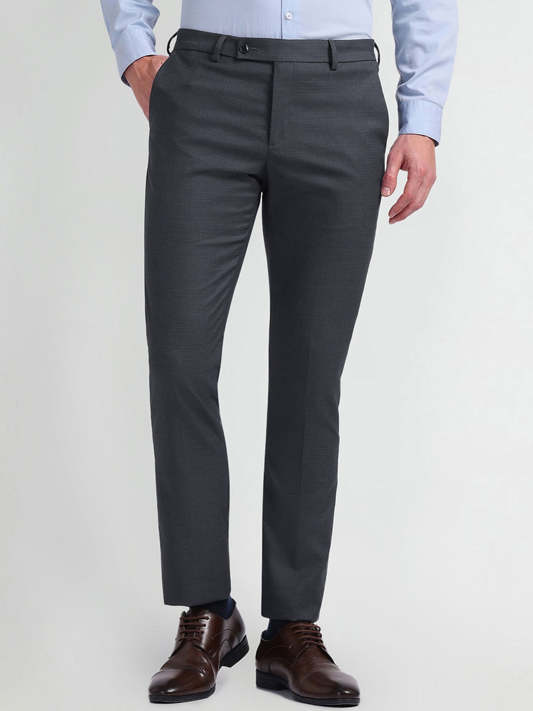 

Arrow Men Slim Fit Mid-Rise Formal Trouser, Navy blue