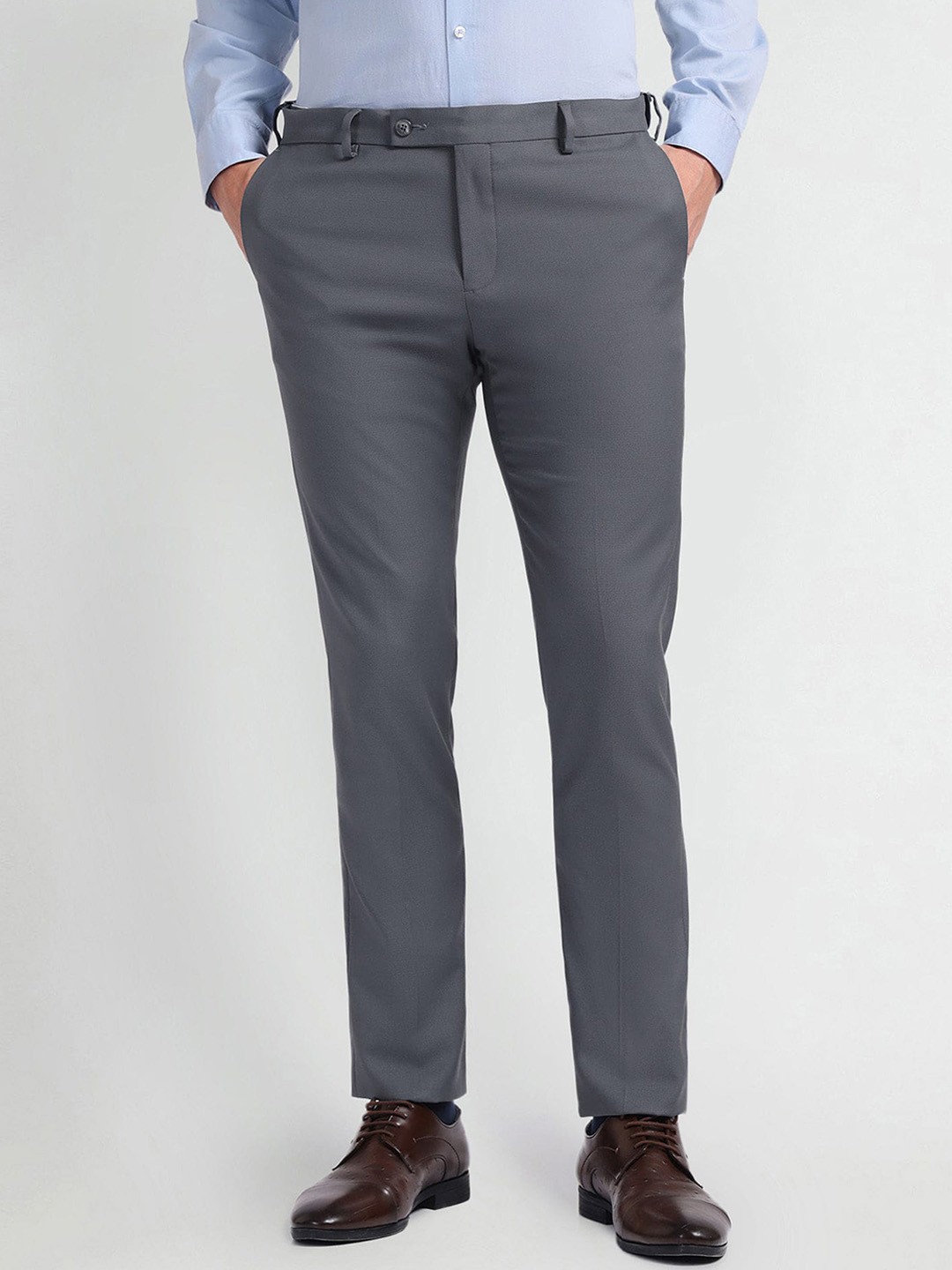 

Arrow Men Slim Fit Mid-Rise Formal Trouser, Grey