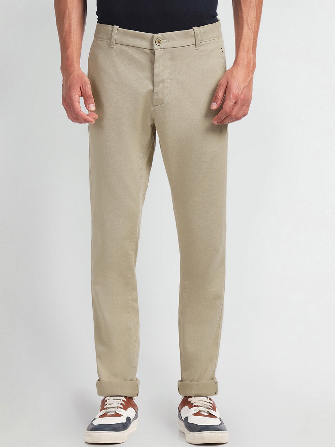 

Arrow Sport Men Slim Fit Mid Rise Trousers, Beige
