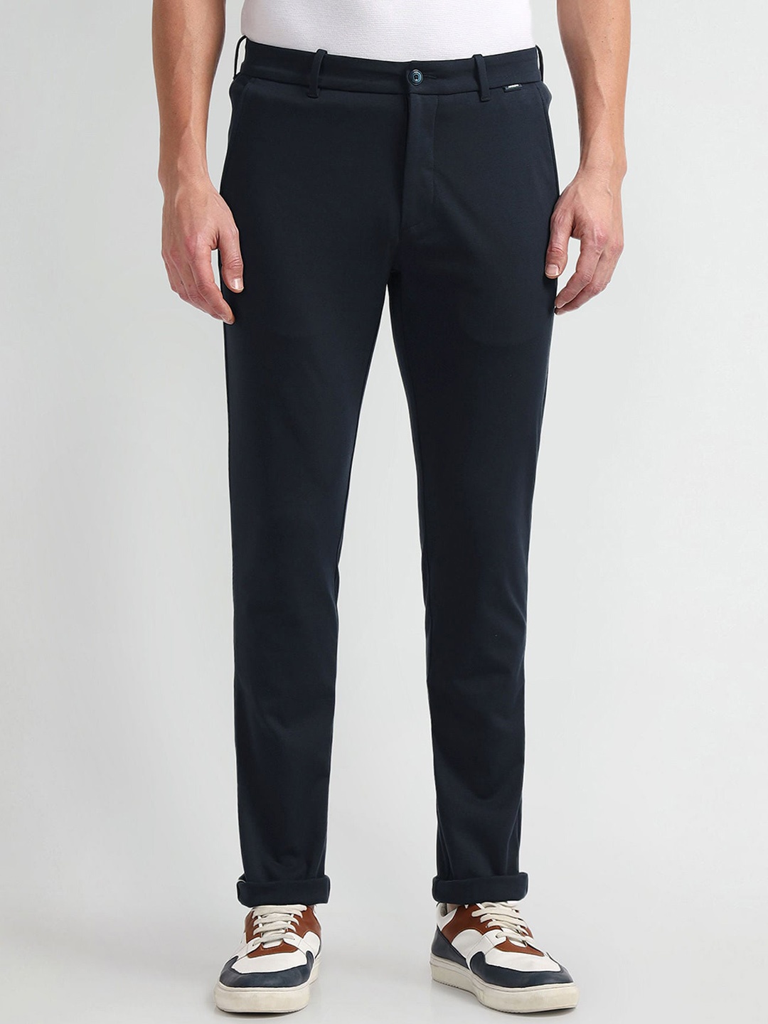 

Arrow Sport Men Smart Slim Fit Mid Rise Trousers, Navy blue