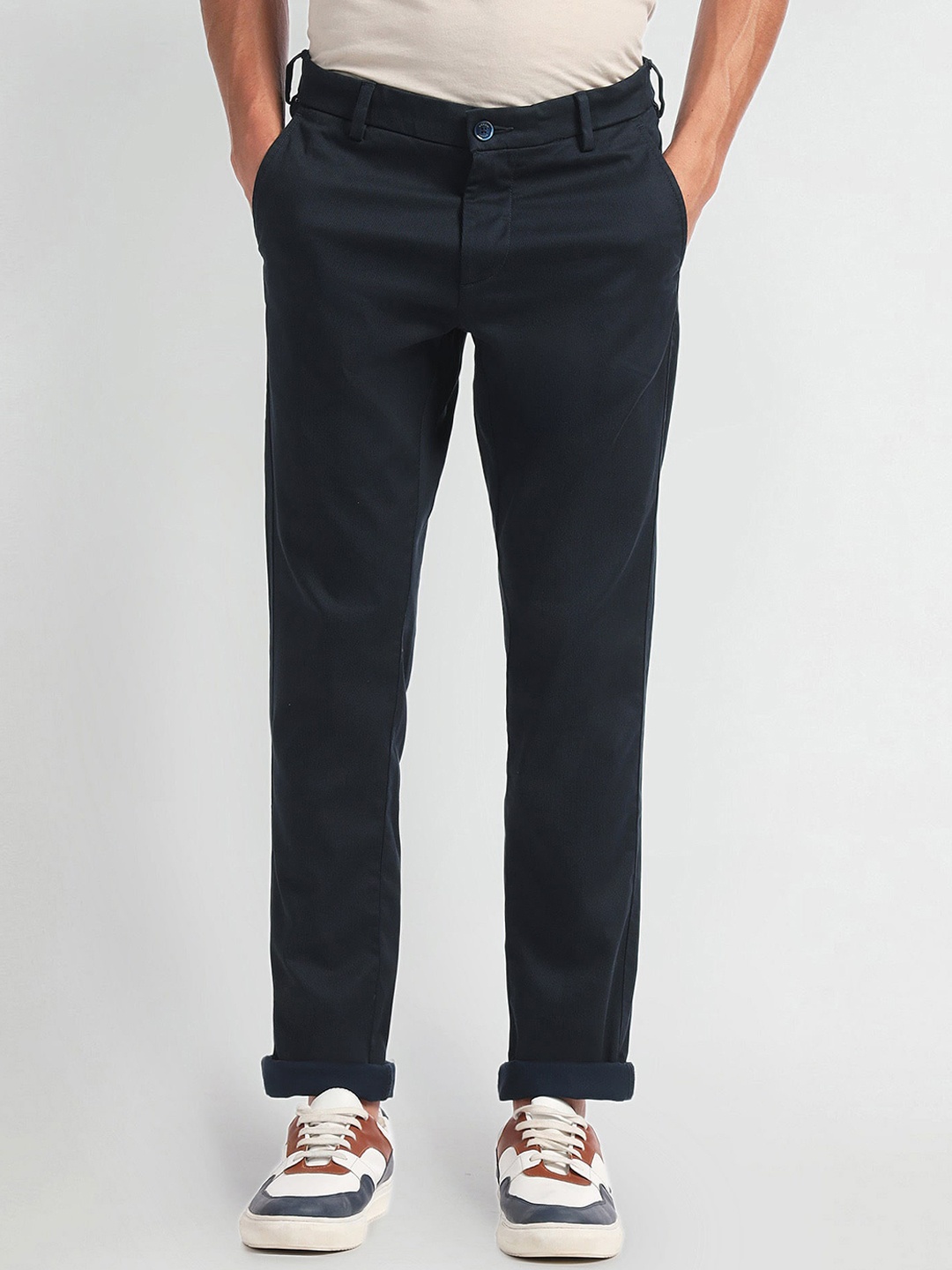 

Arrow Sport Men Super Slim Fit Trousers, Navy blue
