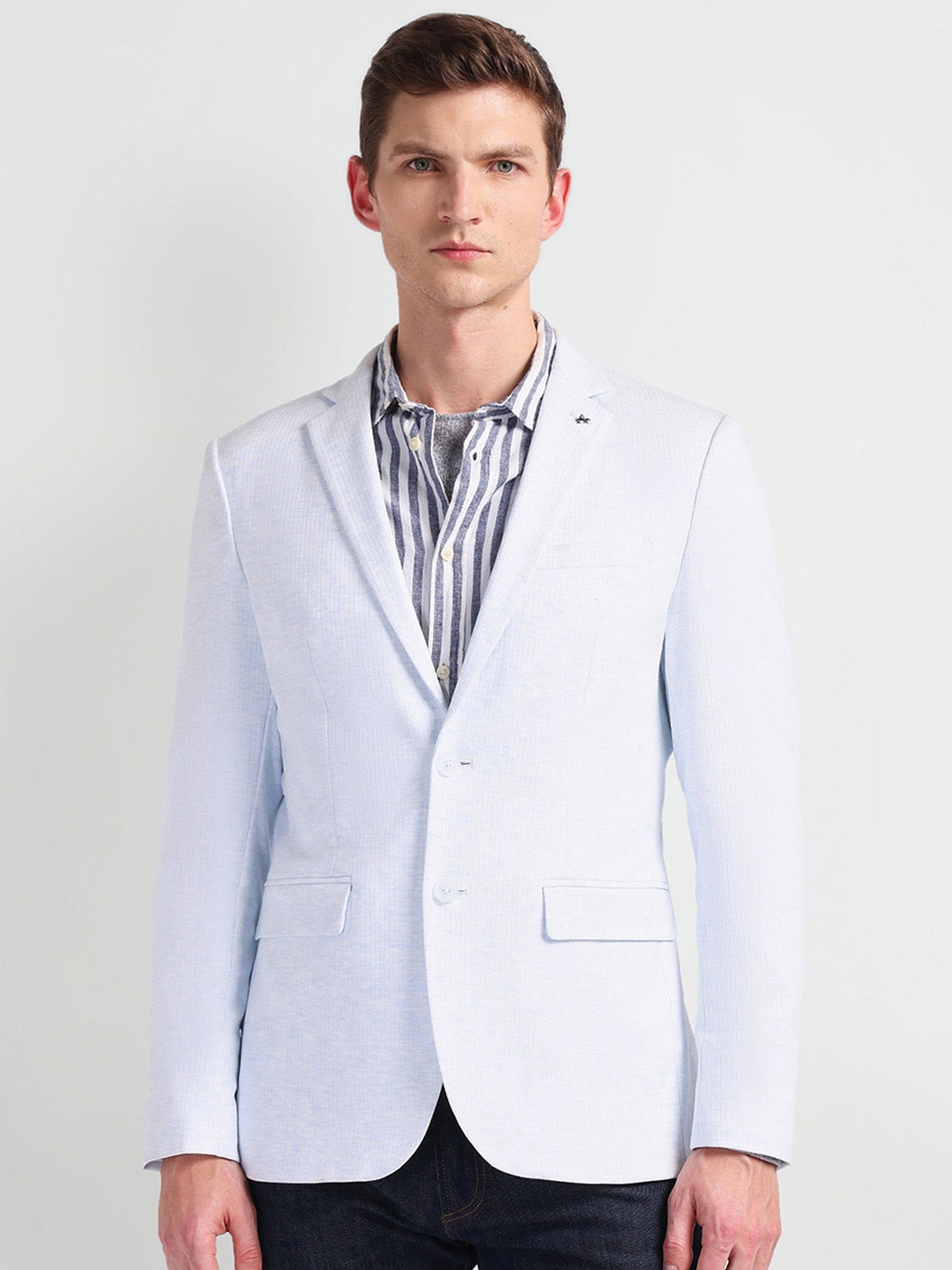 

Arrow Dobby Tailored Fit Slim-Fit Single Breasted Blazer, Blue