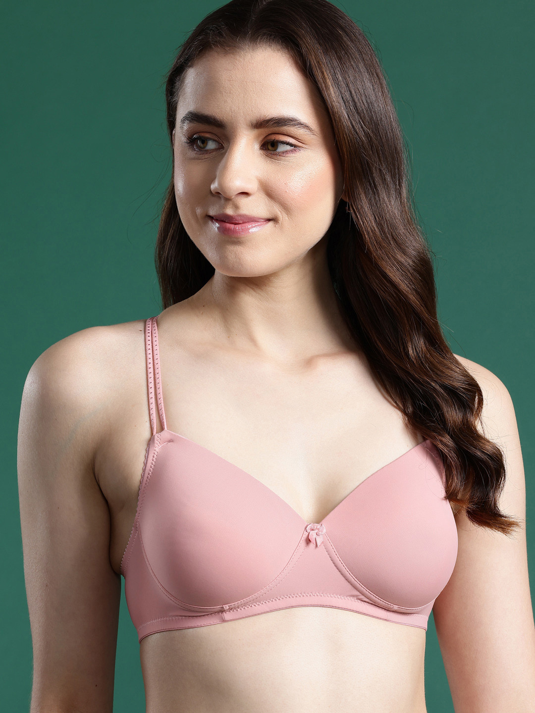 

Leading Lady Solid Lightly Padded Bra with Criss Cross Backstyle, Pink
