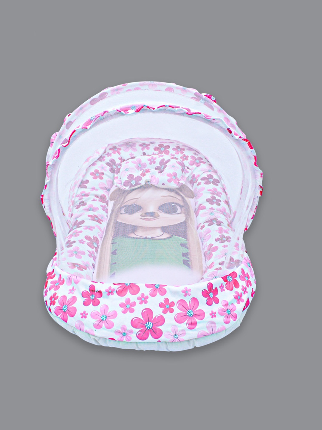 

Born Babies Pink & White Kids Cotton Printed Bedding Set
