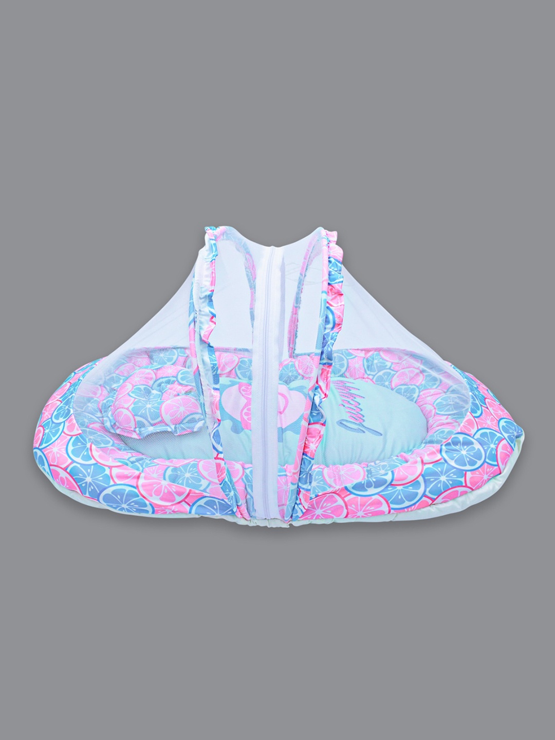 

Born Babies Blue & Pink Printed Cotton Bed With Pillow