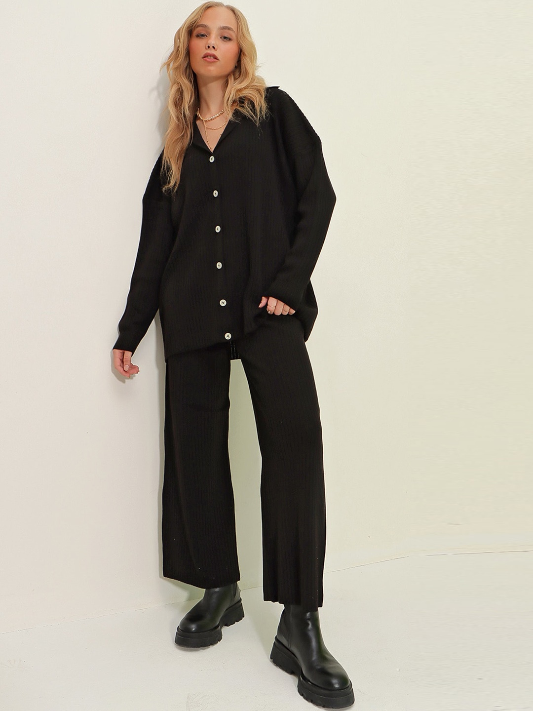

Trend Alacati stili Pure Cotton Shirt & Trousers Co-Ord, Black